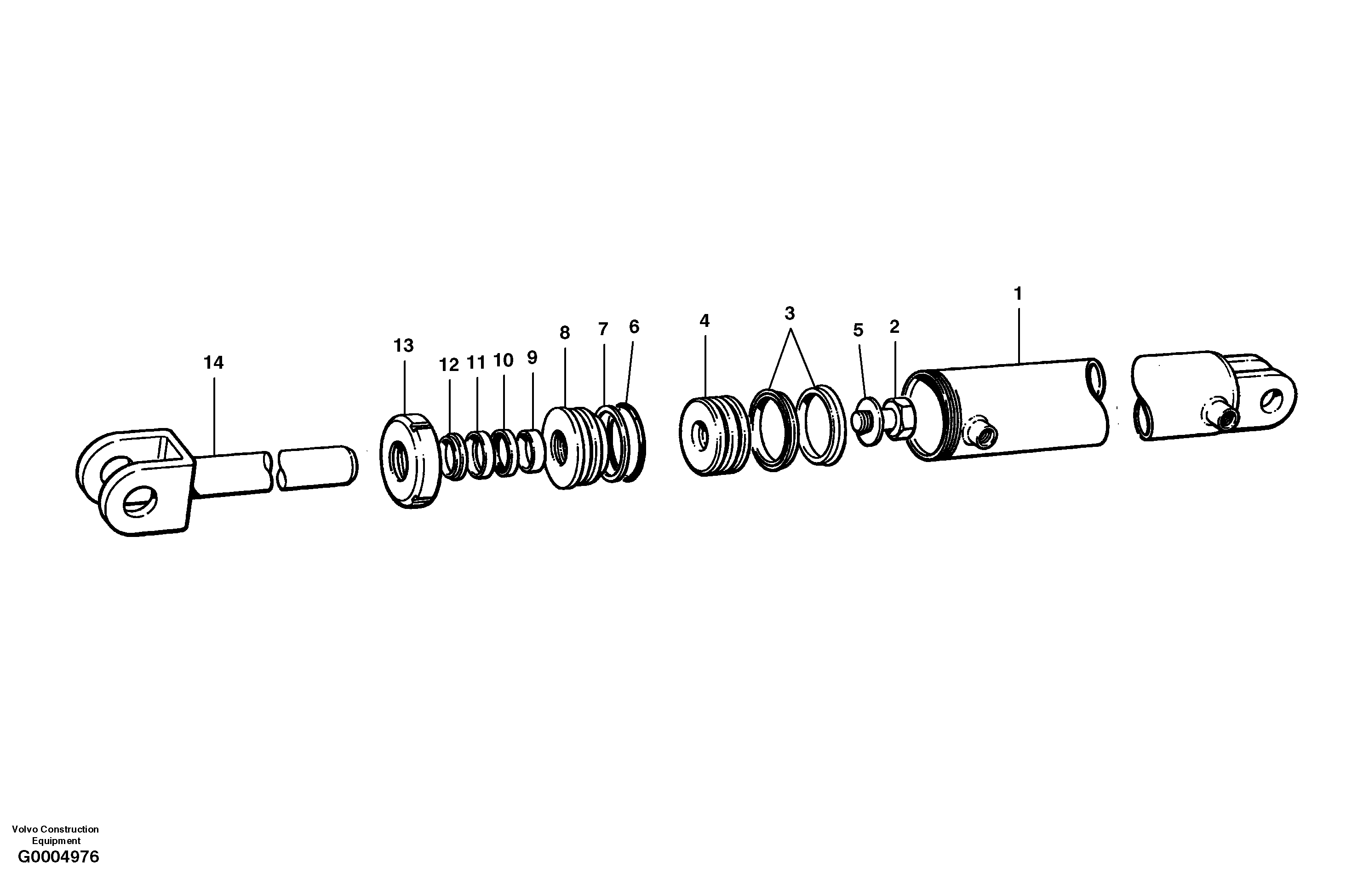 Blade tilt cylinder  MODEL G710, G716 S/N 33000 - 33059 — volvo parts diagram