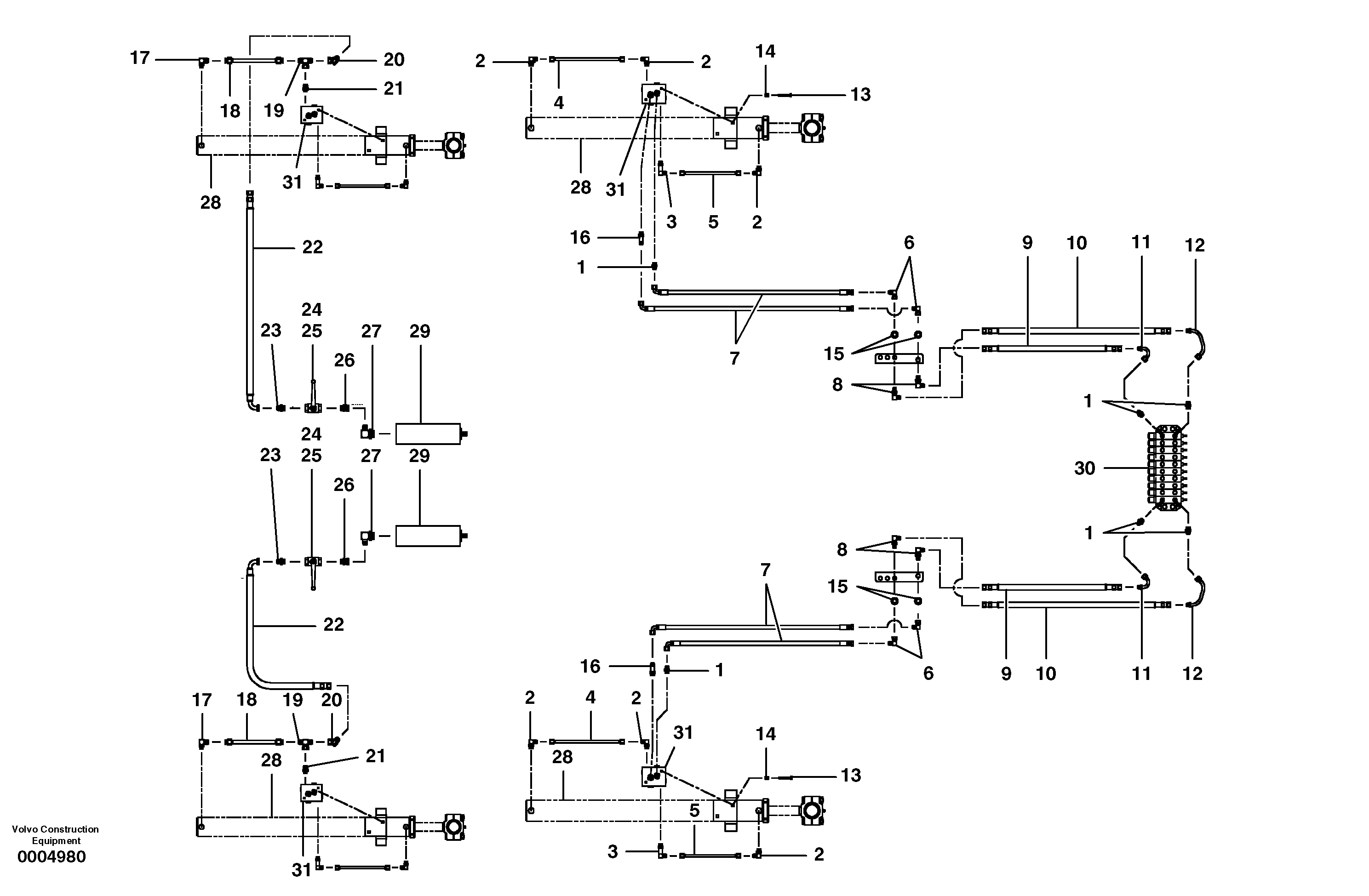 Blade lift circuit - MBCS - counterbalance valve  MODEL G780 — volvo parts diagram