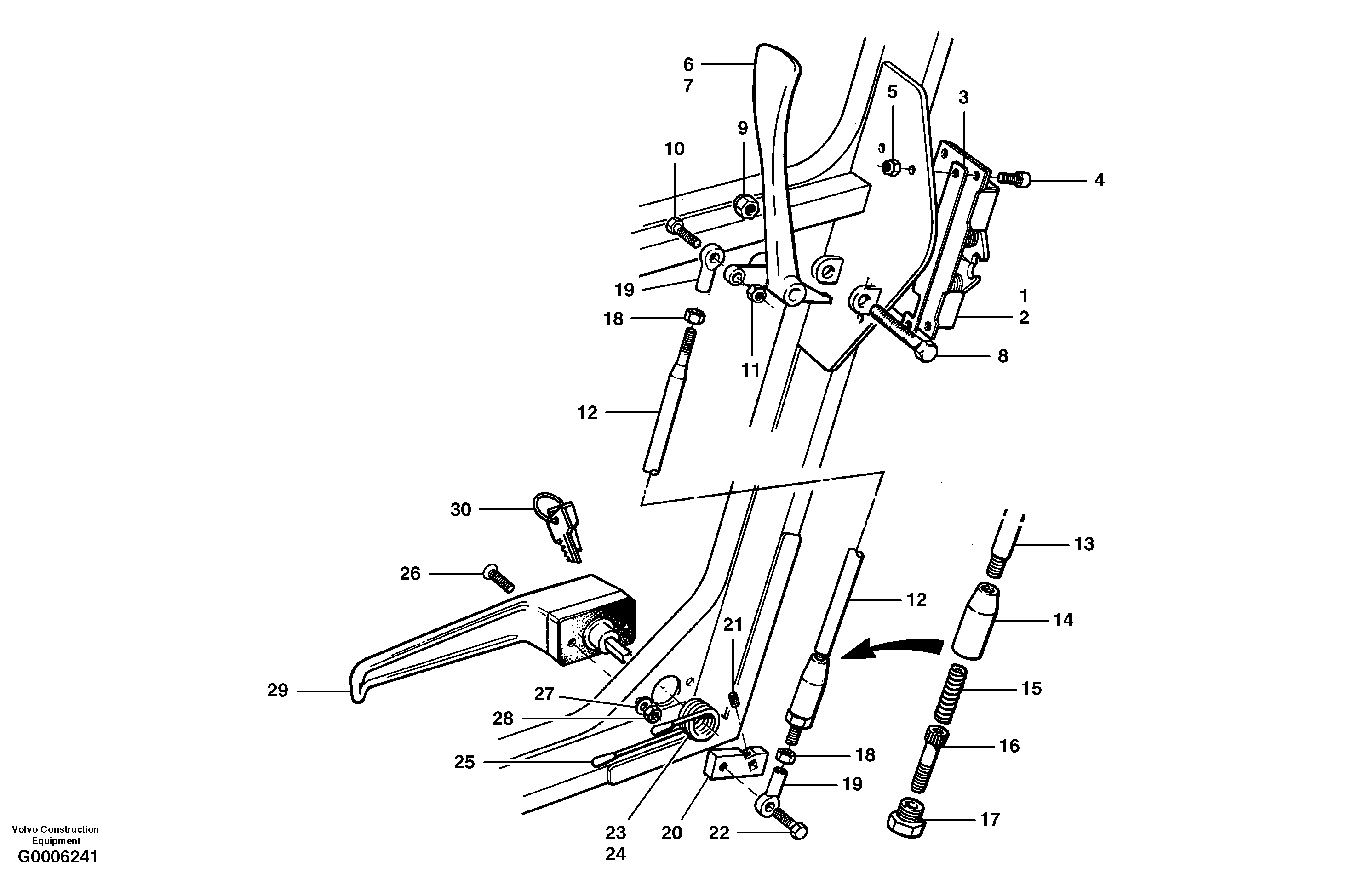 Door lock and handle — volvo parts diagram