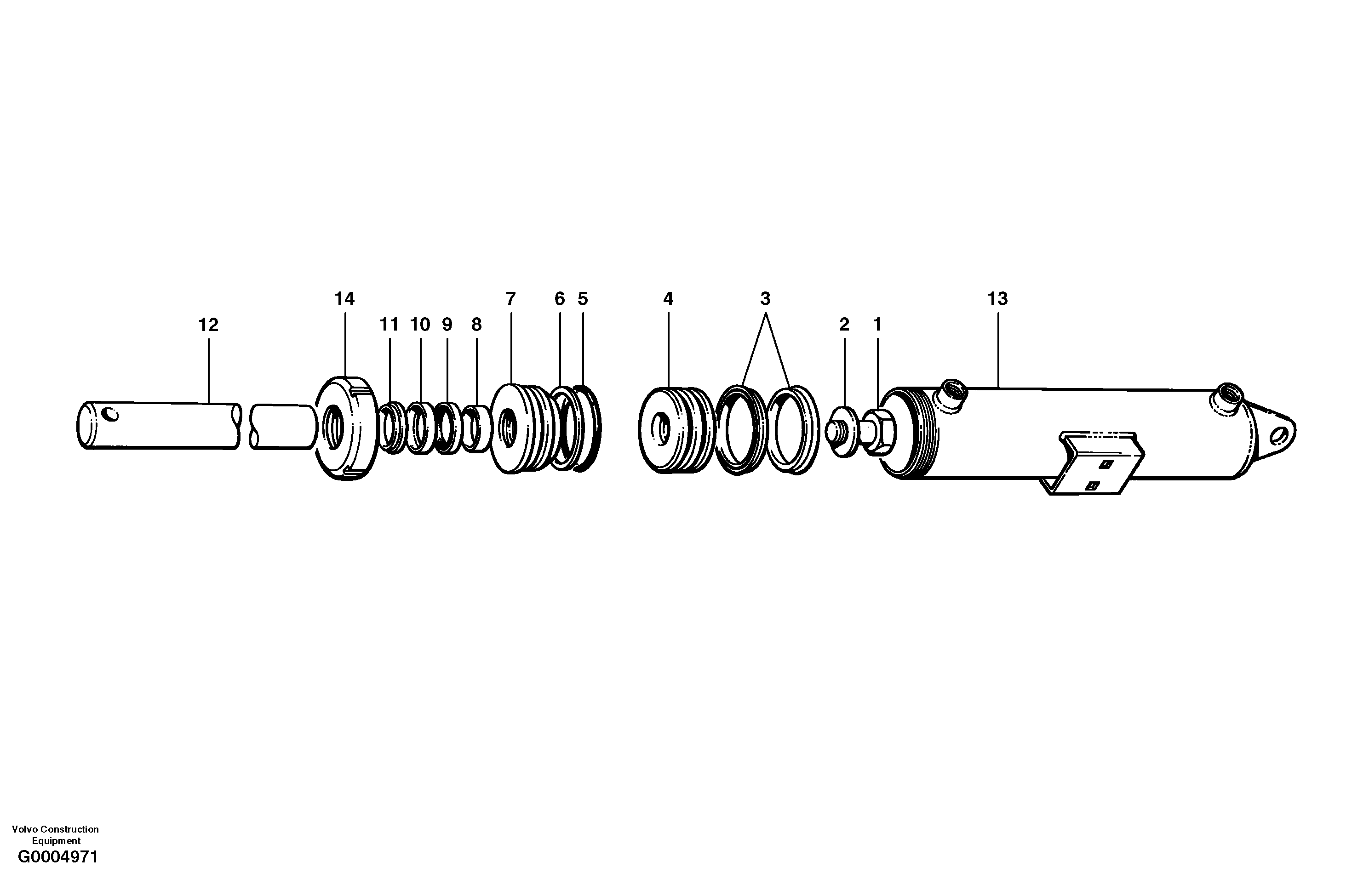 Plow and dozer cylinder  S/N 33000 - 33059 — volvo parts diagram