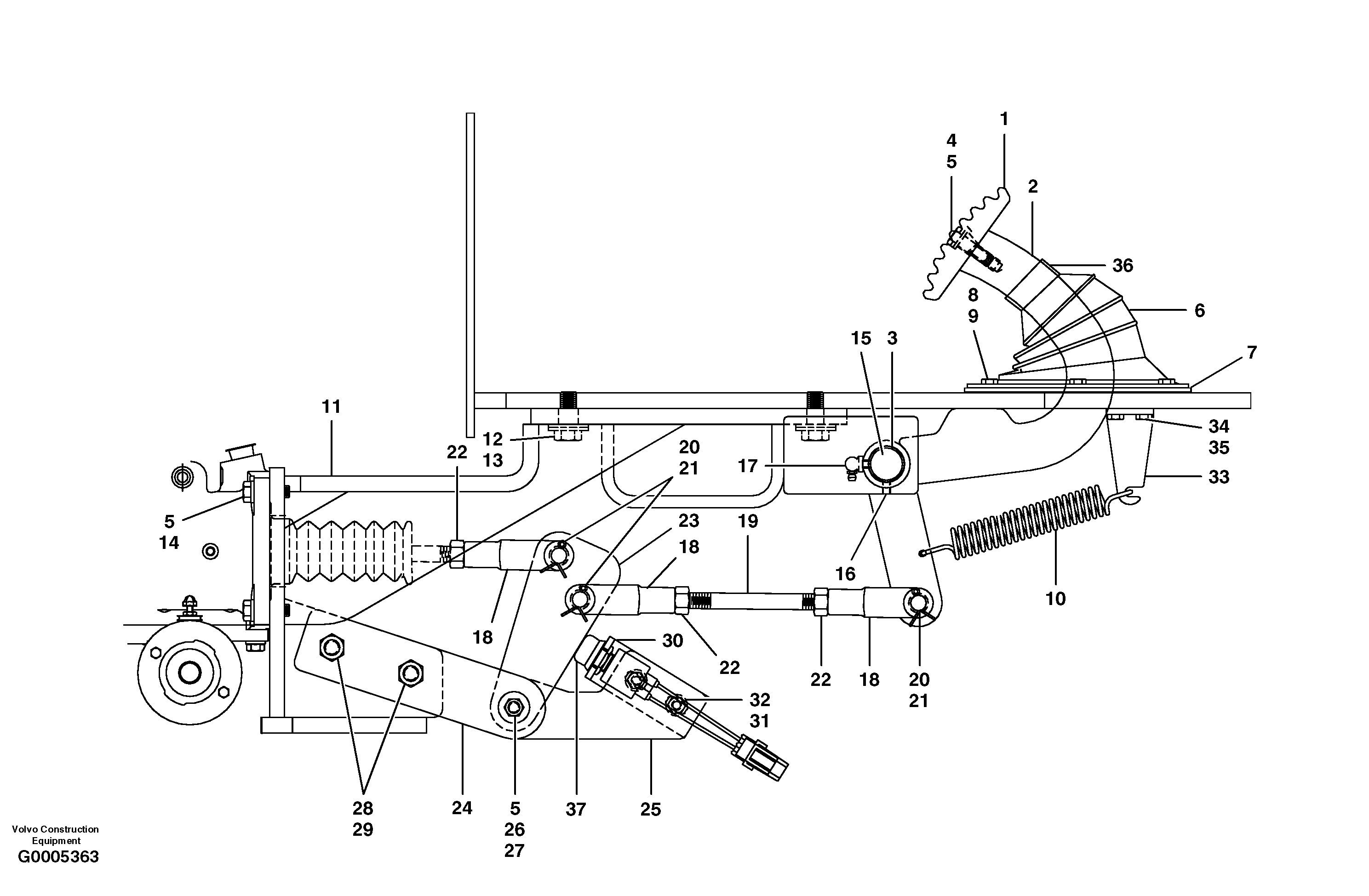 Brake linkage — volvo parts diagram
