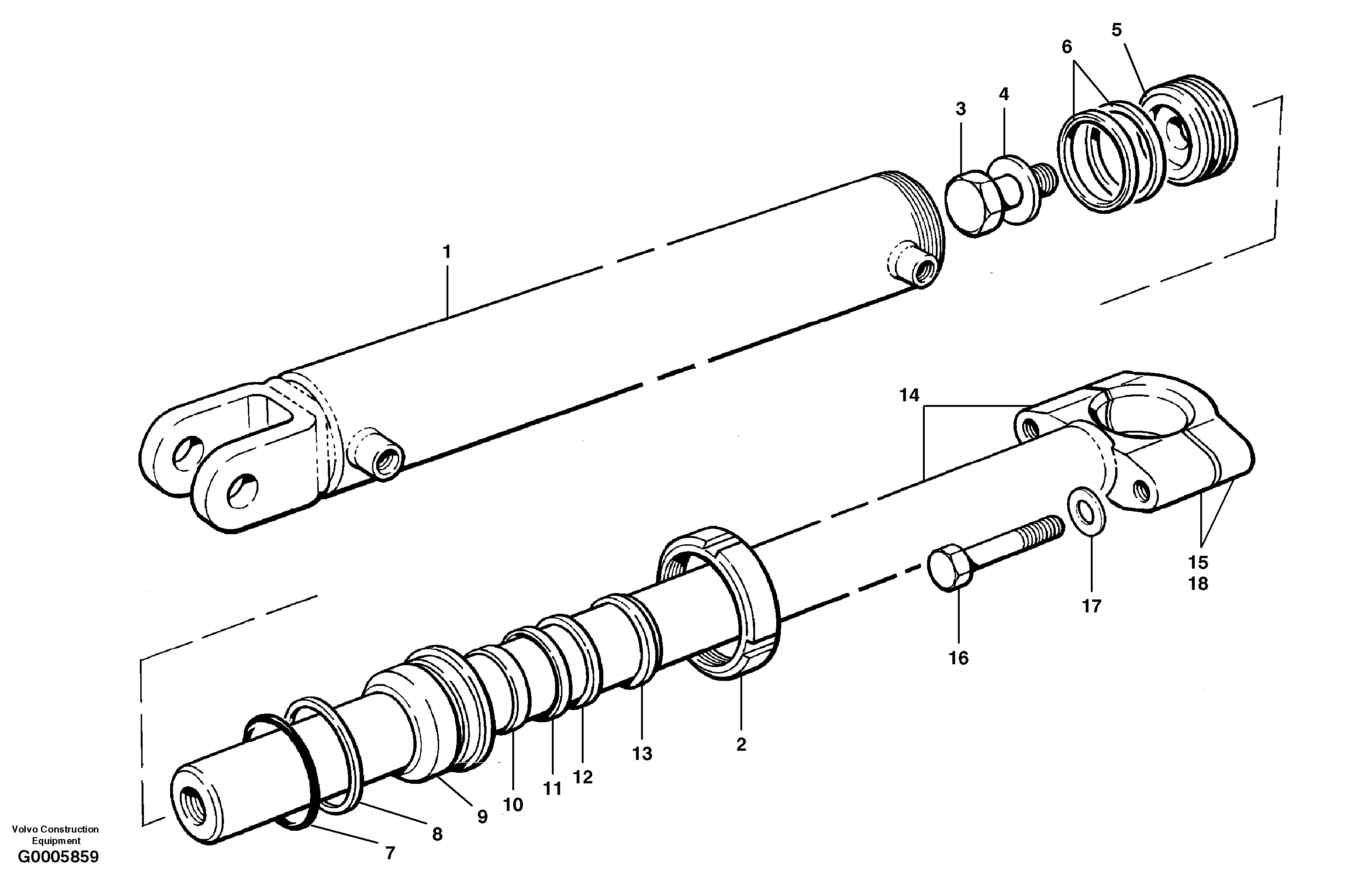Wing lift cylinder - hydraulic wing  S/N 33000 - 33059 — volvo parts diagram