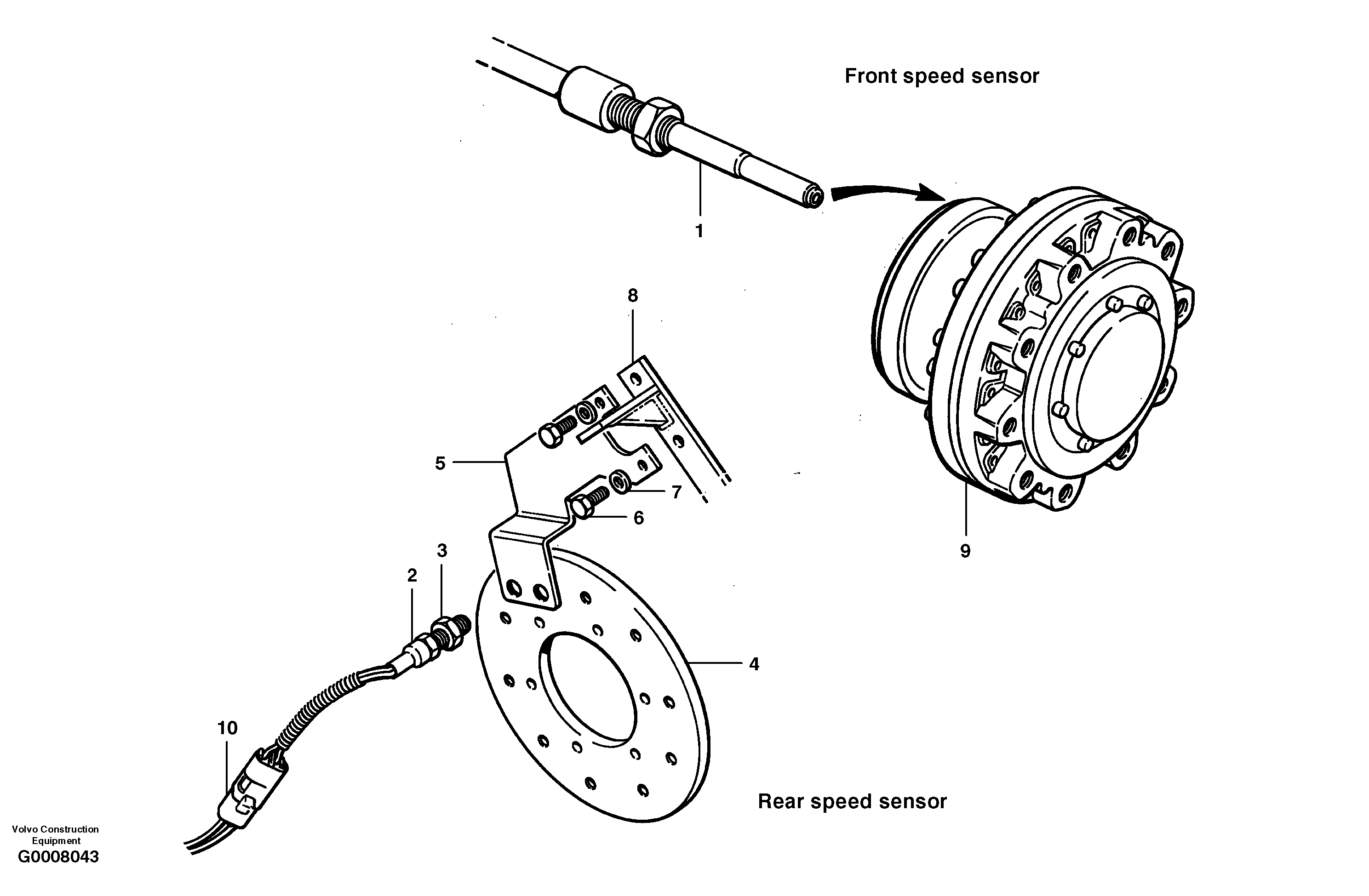 Speed sensors - AWD  S/N 33664 - — volvo parts diagram
