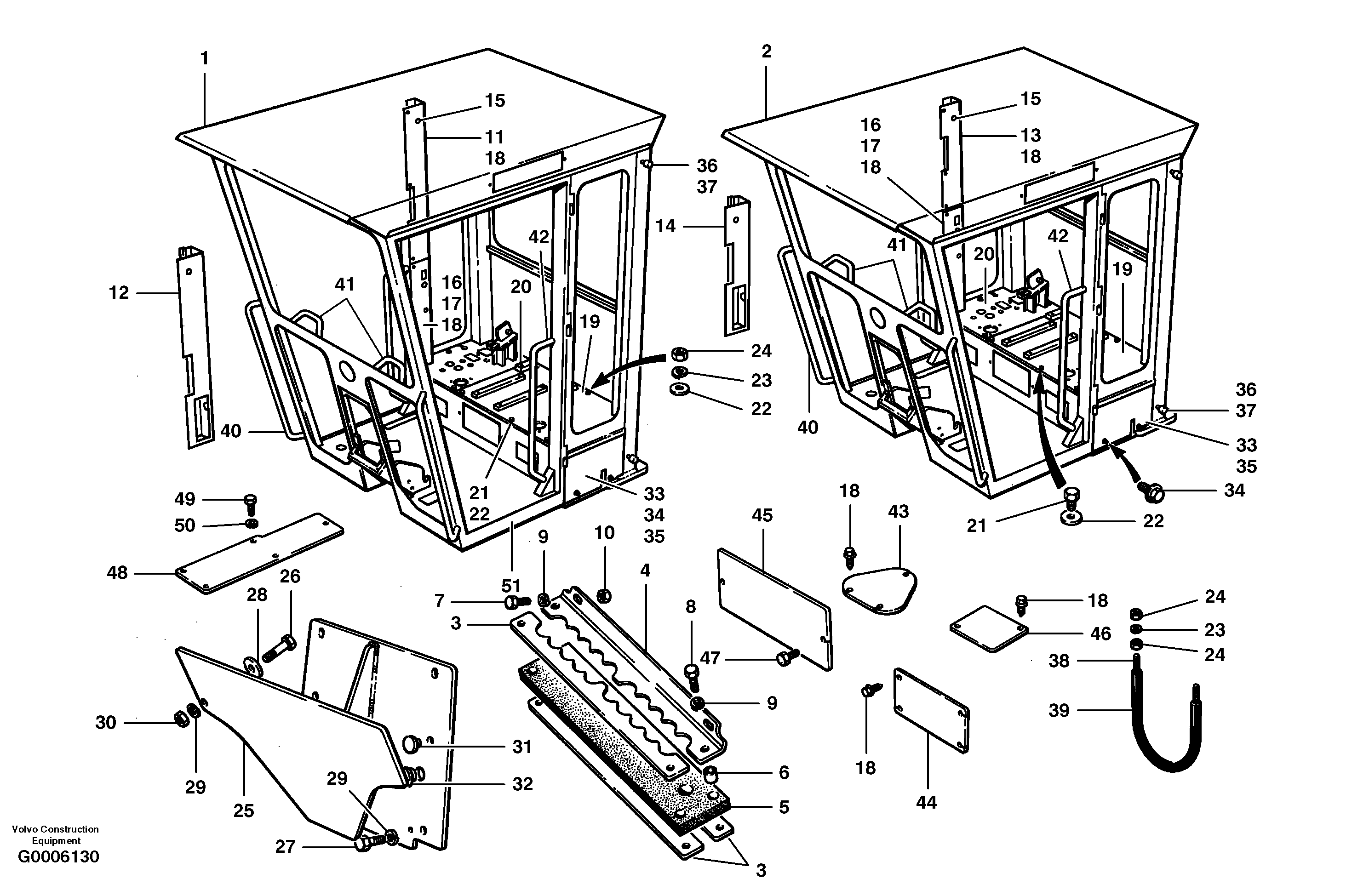 Cab - standard and low profile S/N 33000 - 33027 — volvo parts diagram