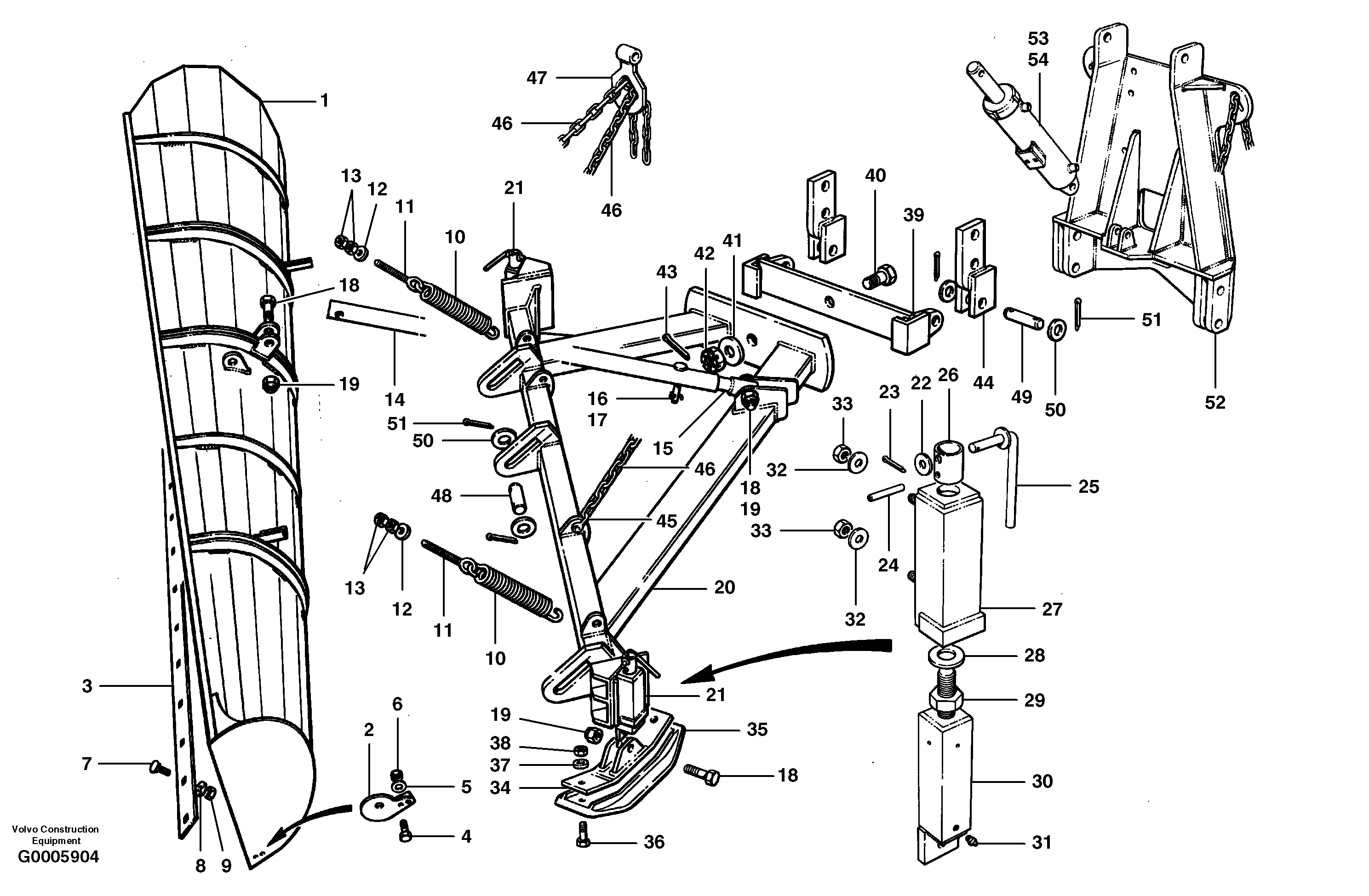 One-way plow — volvo parts diagram