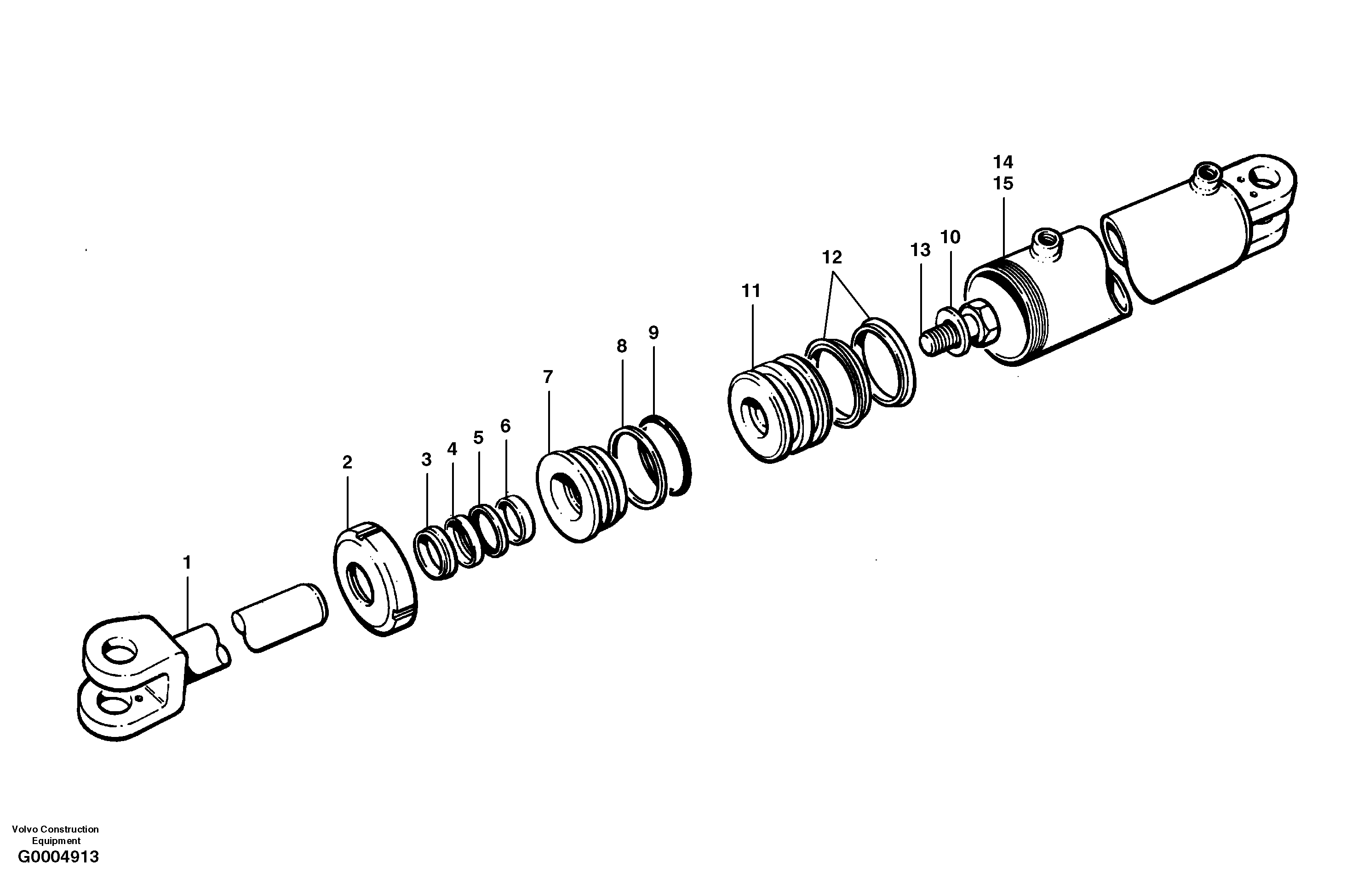 Articulation cylinders MODEL G710 - G726 S/N 33000 - 33059 — volvo parts diagram