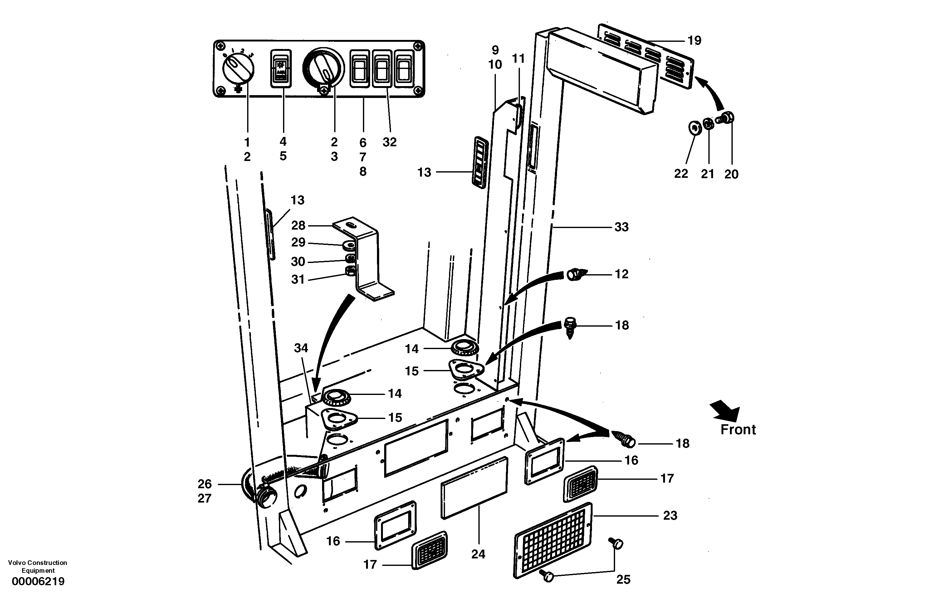 Heater and air conditioning installation  S/N 33000 - 33027 — volvo parts diagram