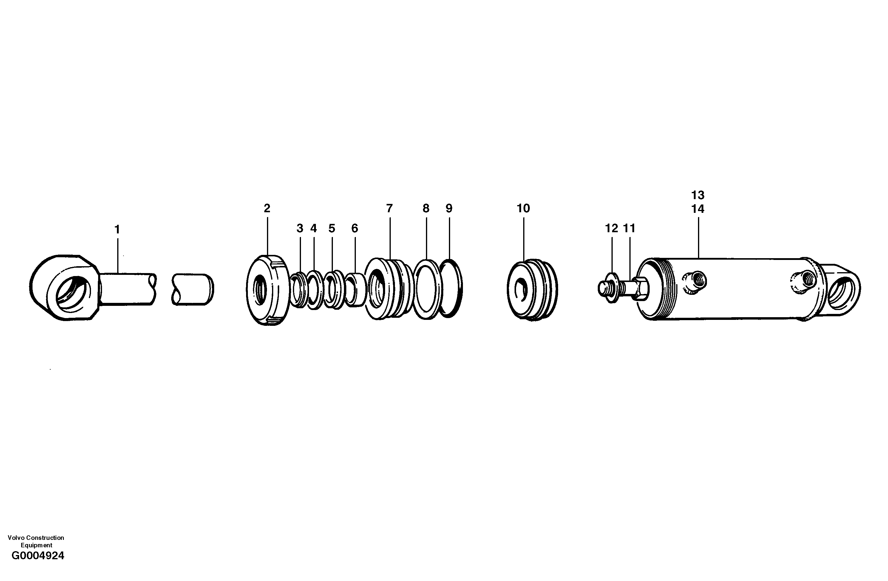 Wheel lean cylinders  MODEL G716, G726 - G740 S/N 33000 - 33059 — volvo parts diagram