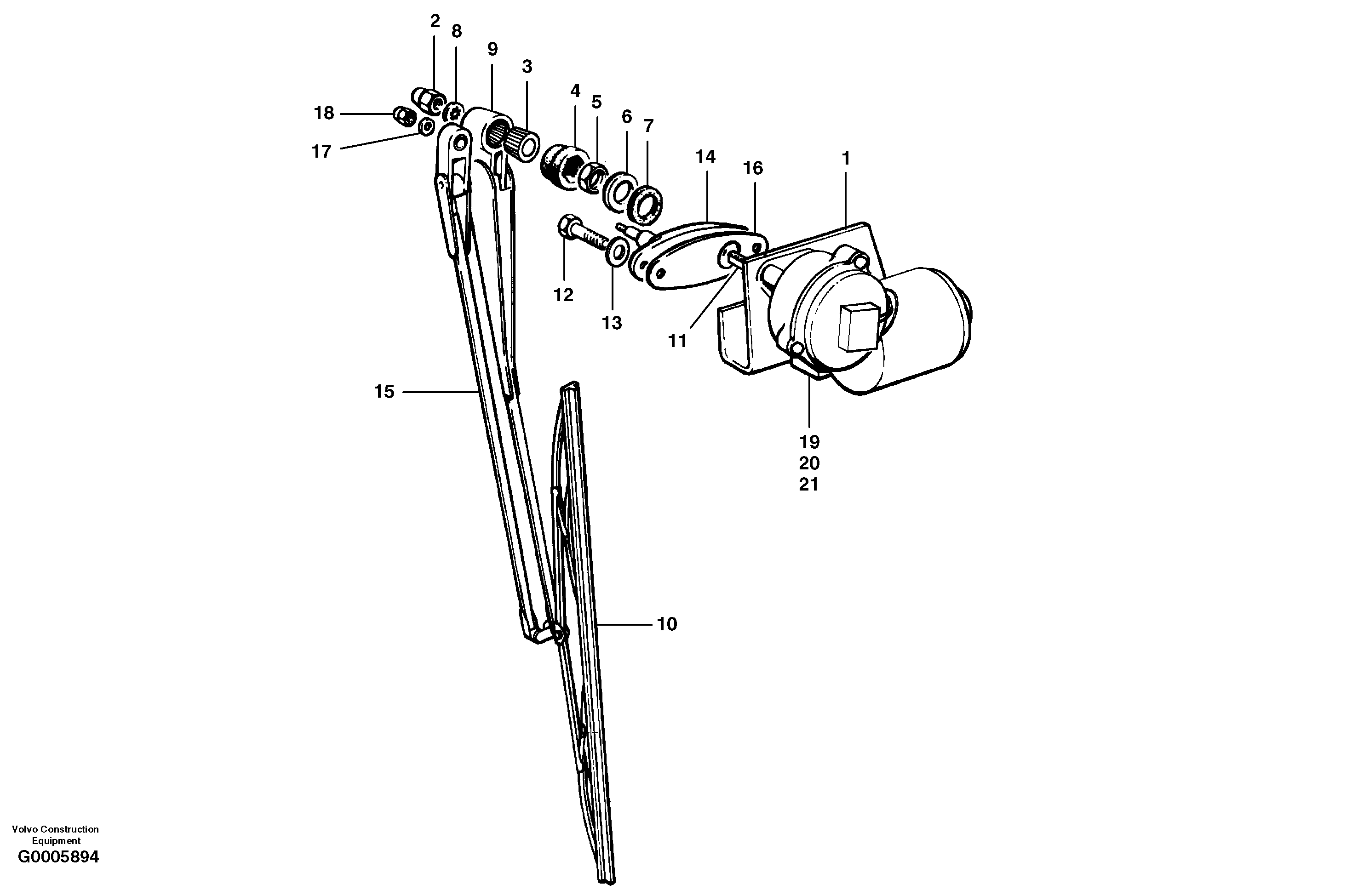 Windshield wiper - standard cab — volvo parts diagram