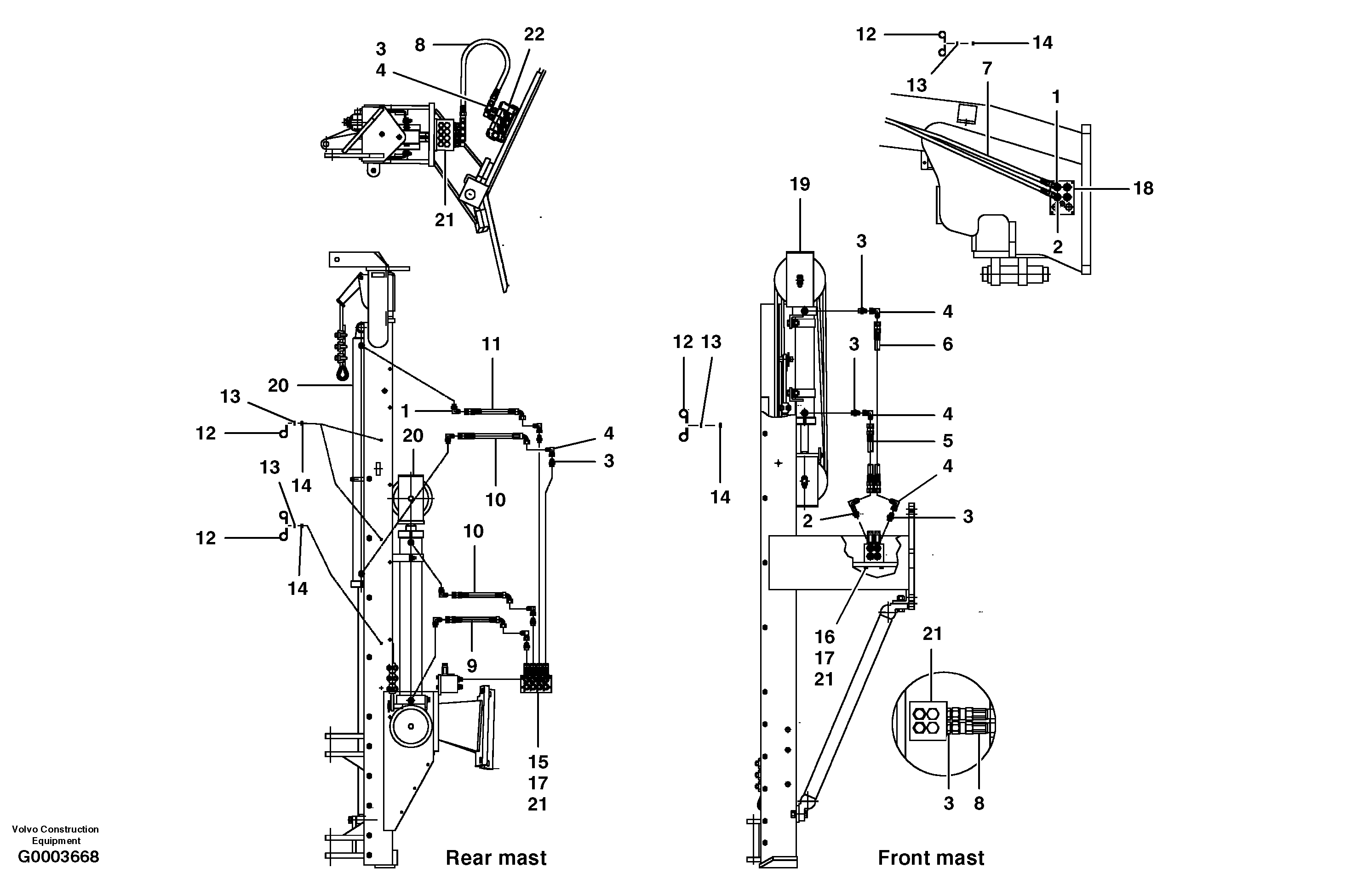 Front mount wing hydraulics - cable wing — volvo parts diagram