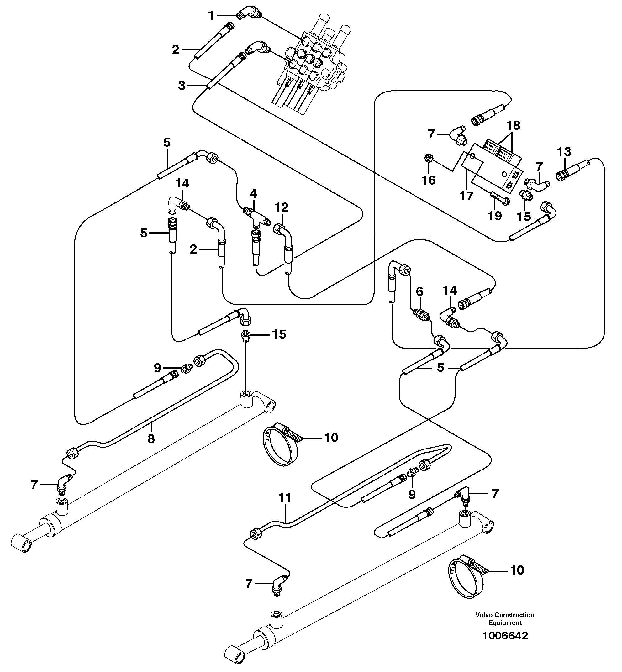 Loader arm hydraulic circuit (w/self level valve)  11840159 — volvo parts diagram