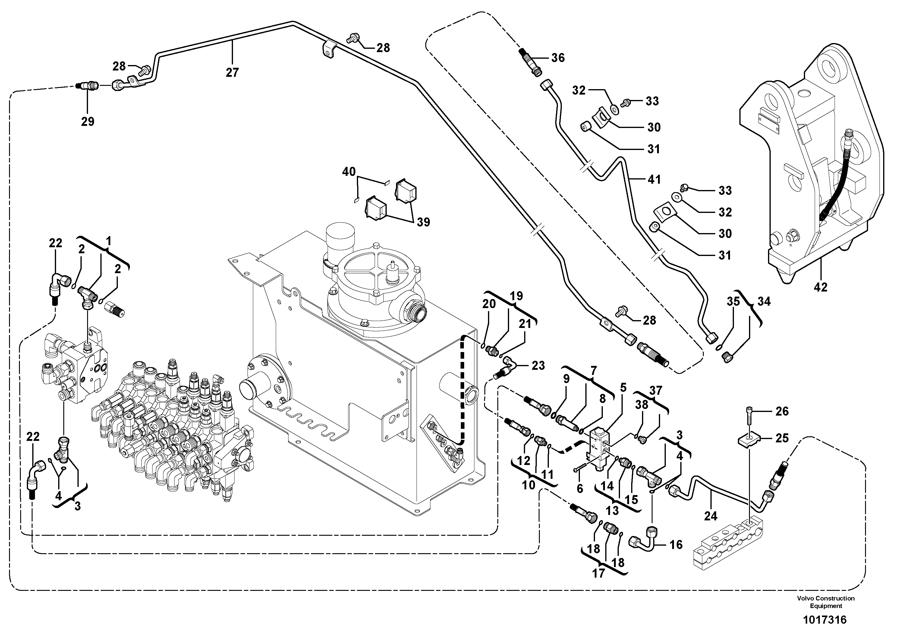 Hydraulic circuit ( snap-action attachment ) — volvo parts diagram
