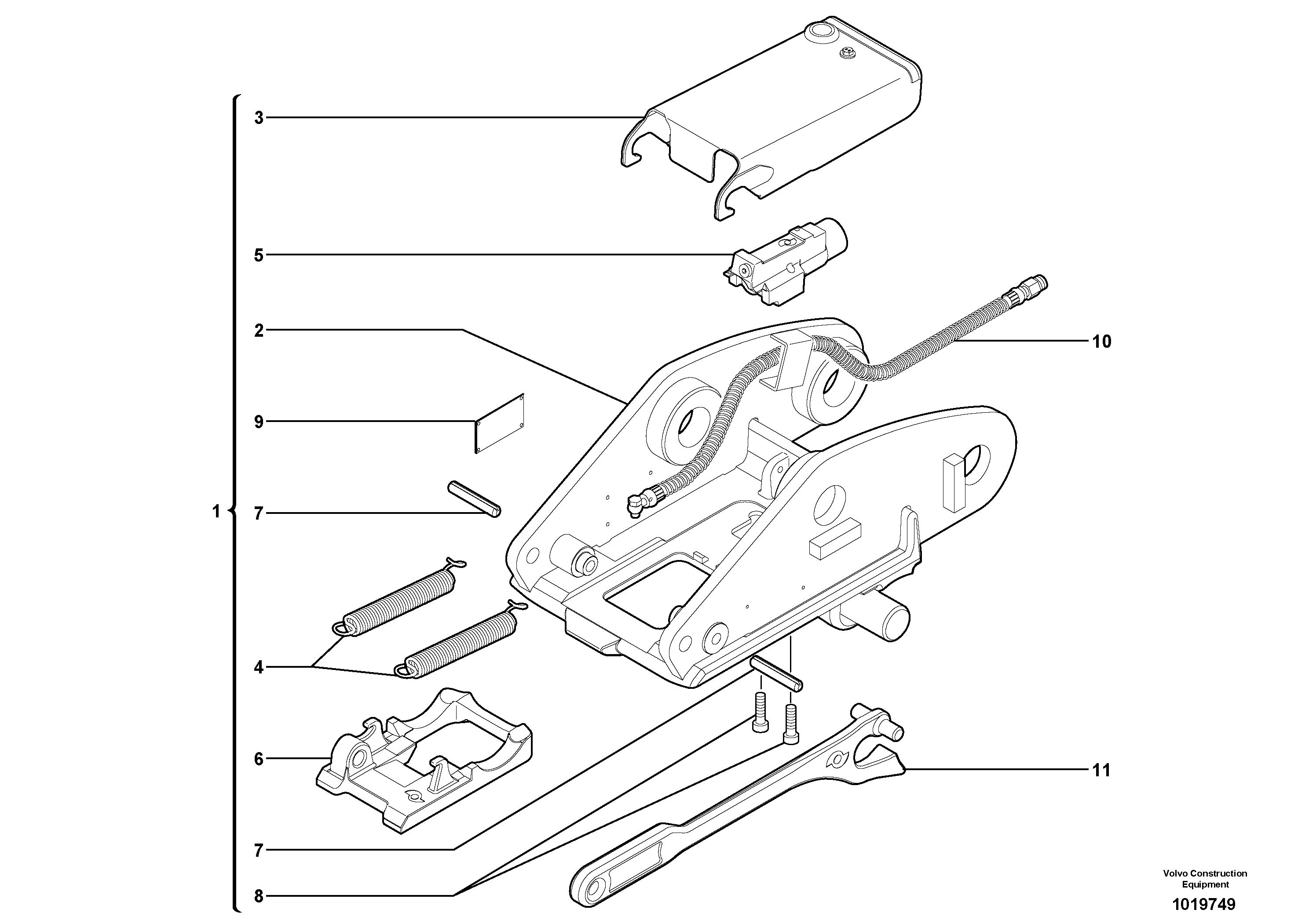 Tool holder / hydraulic control — volvo parts diagram
