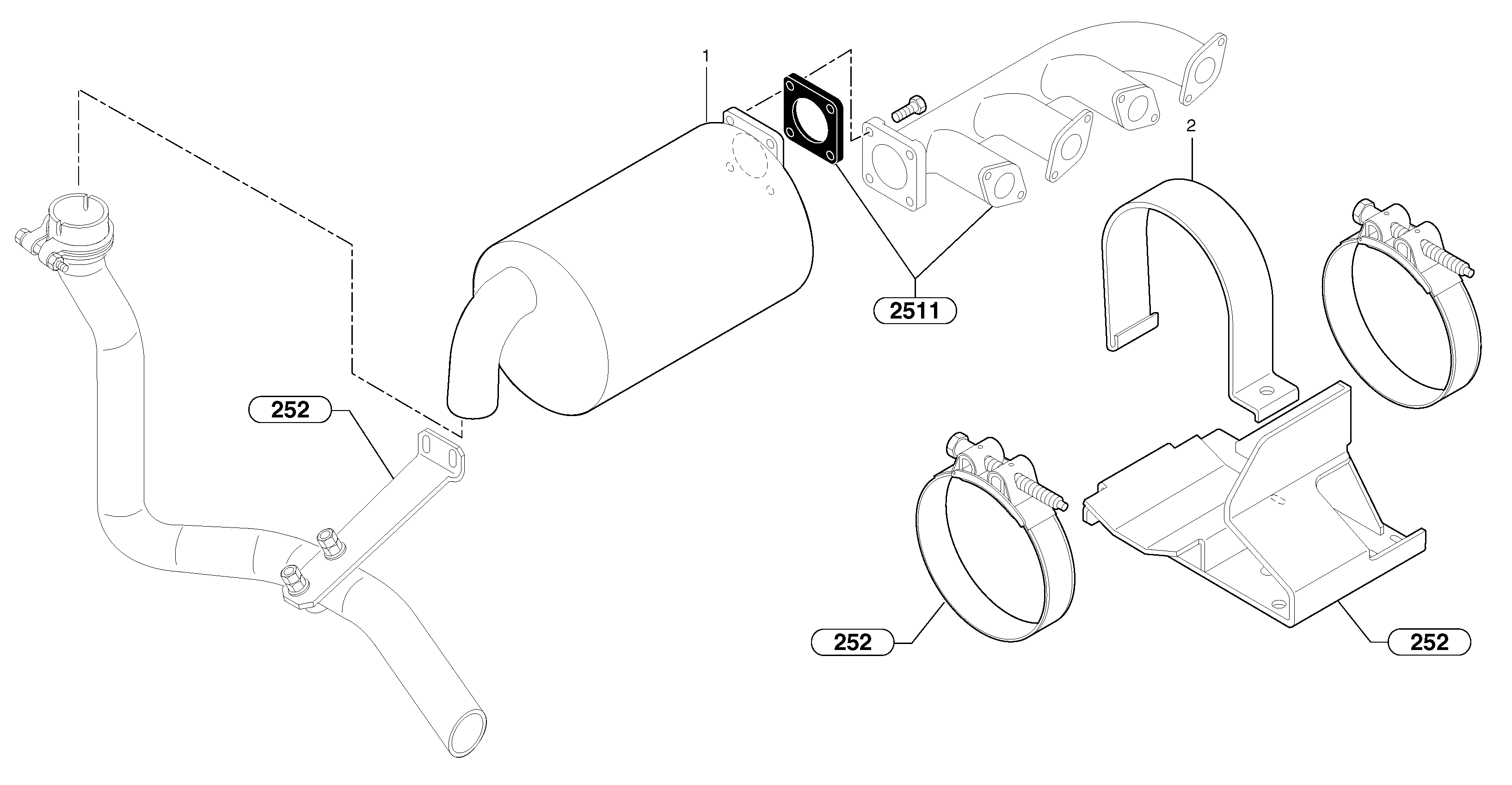 Muffler with catalytic exhaust — volvo parts diagram