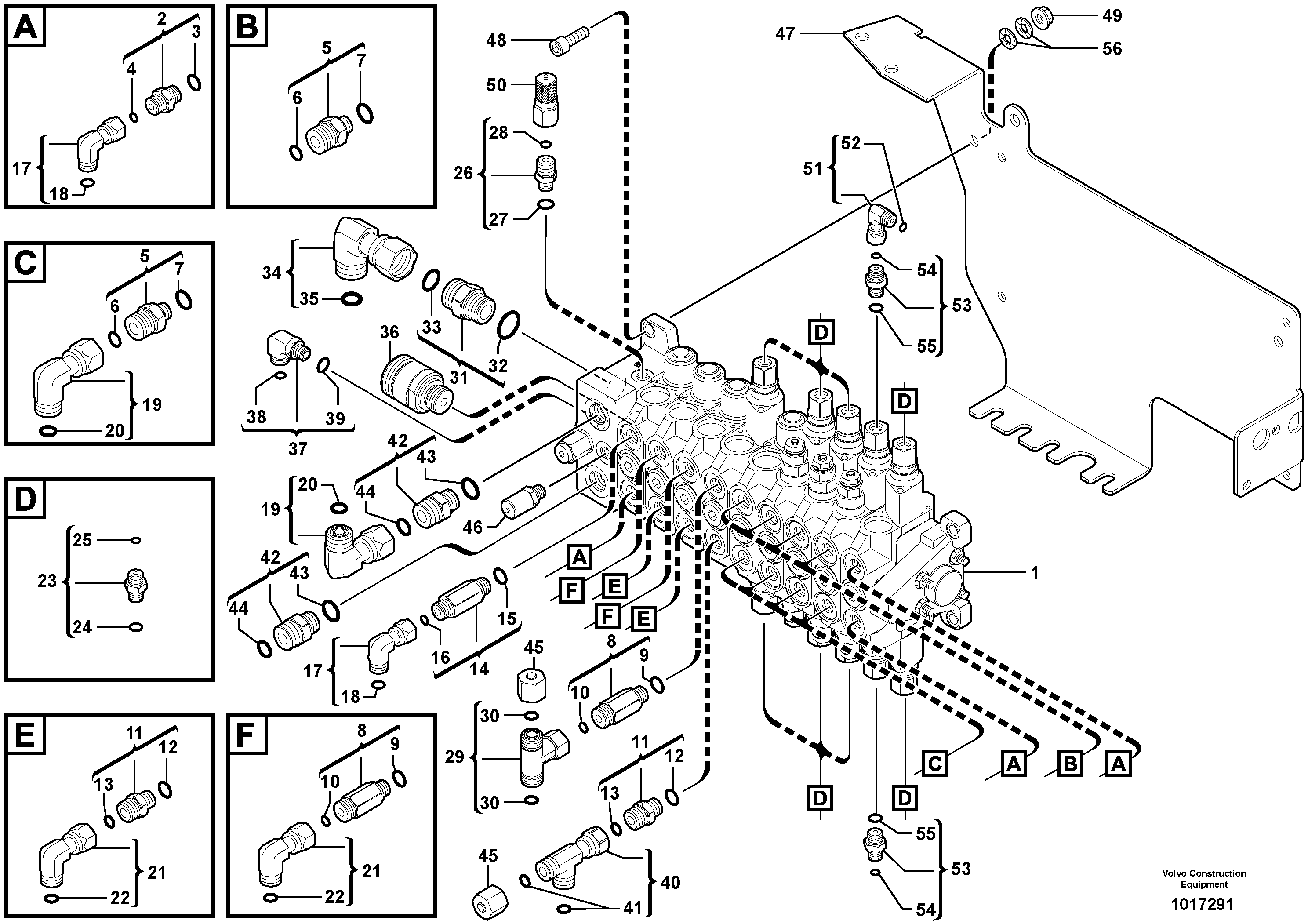 Main valve assembly with fitting parts — volvo parts diagram