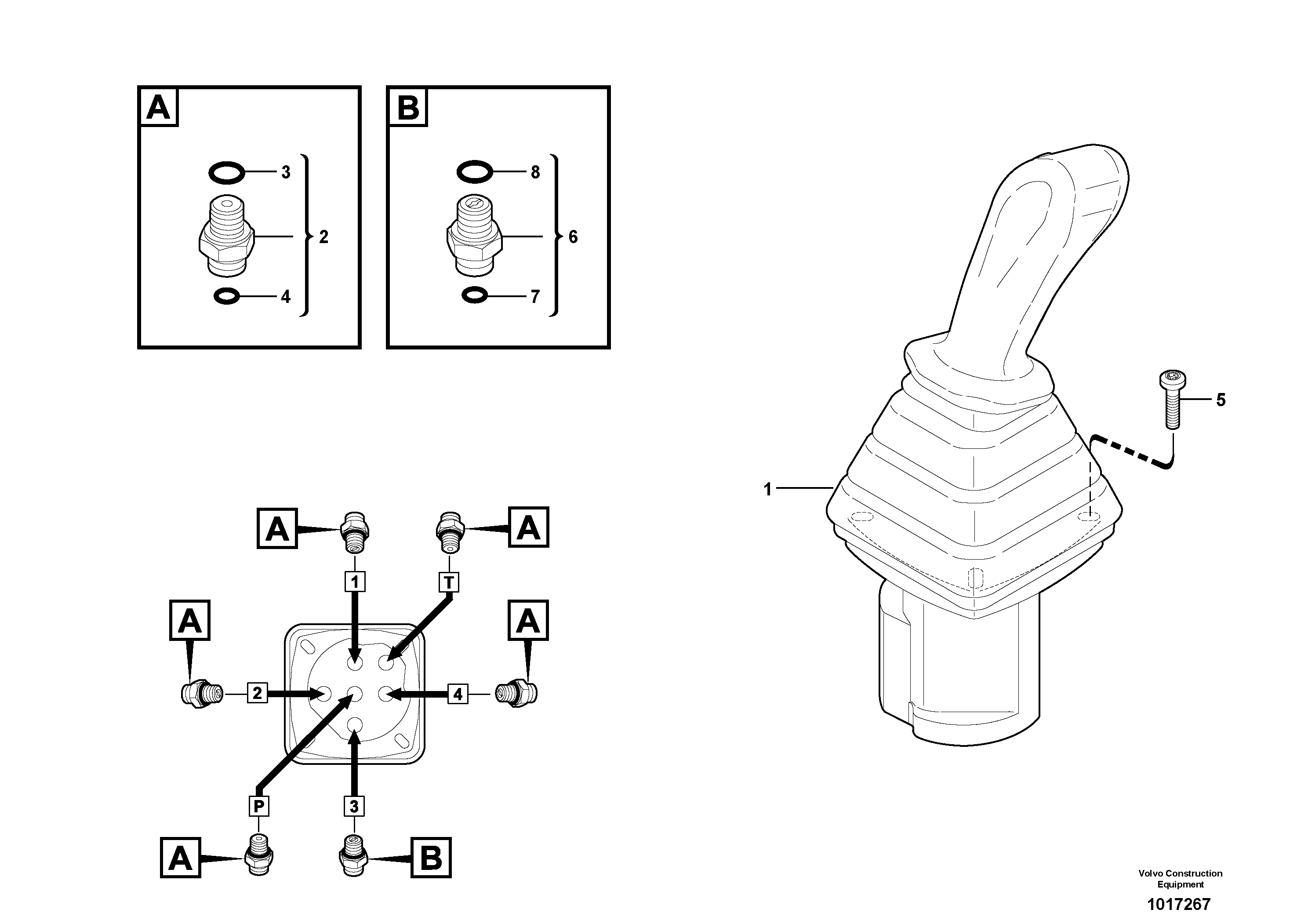 Control stick installation  RH — volvo parts diagram