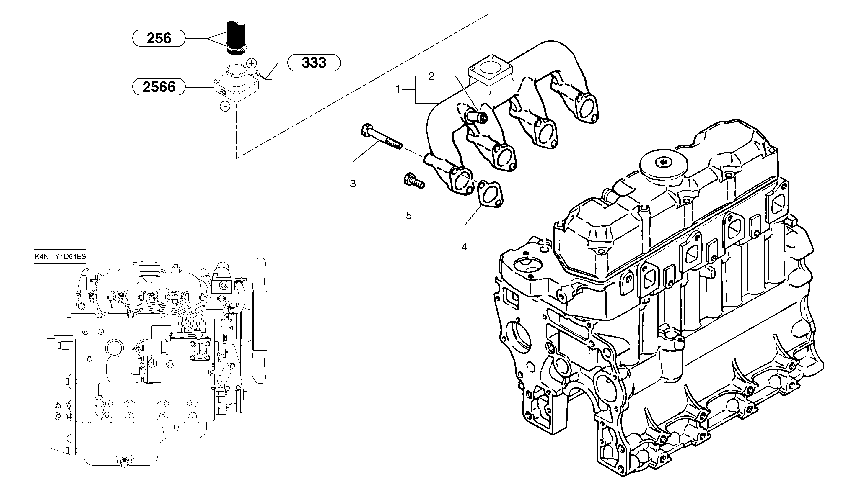 Intake manifold  K4N-Y1D61ES / K4N-Z2D61ES — volvo parts diagram