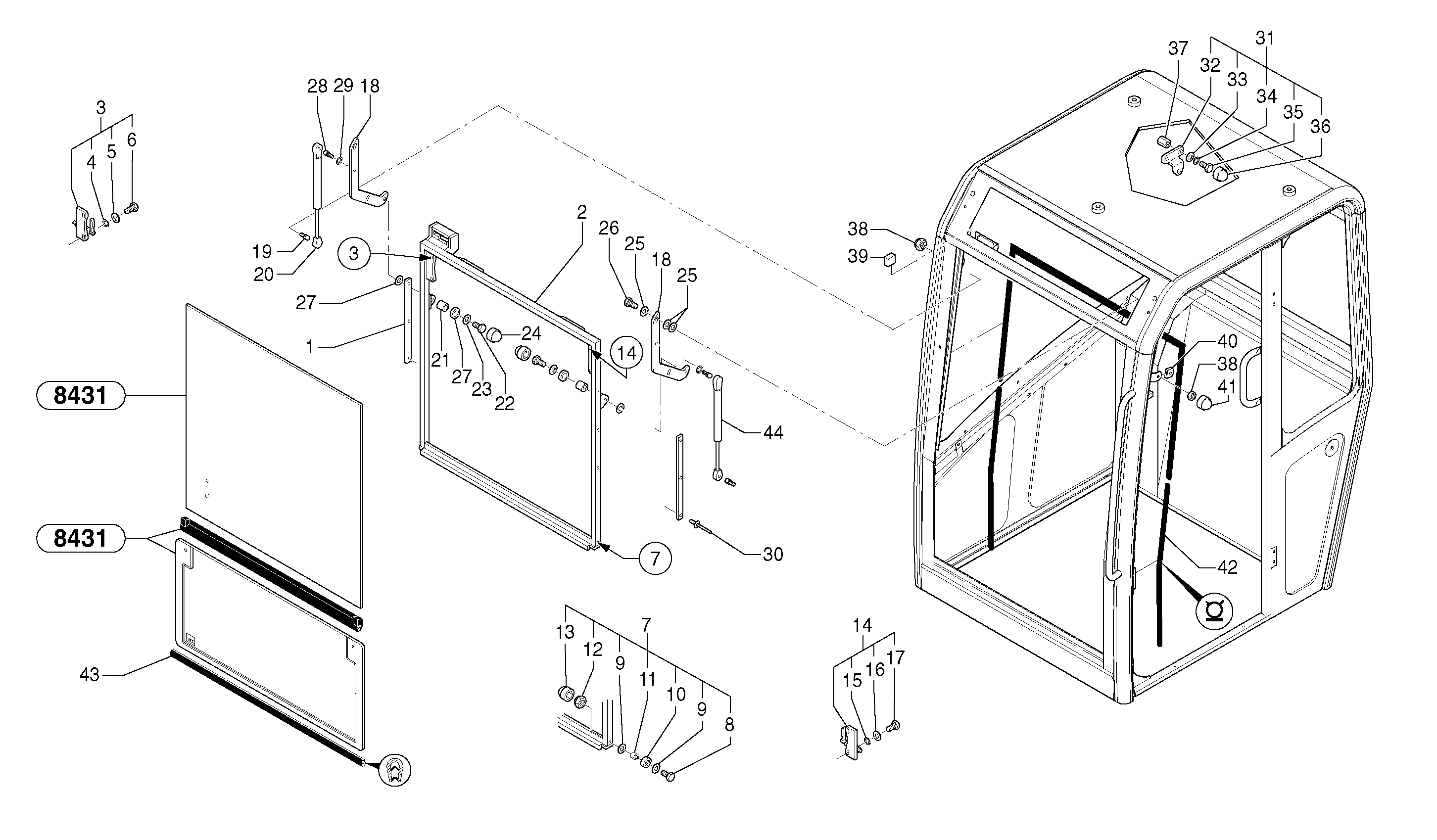 Cab : sliding window ( front ) — volvo parts diagram