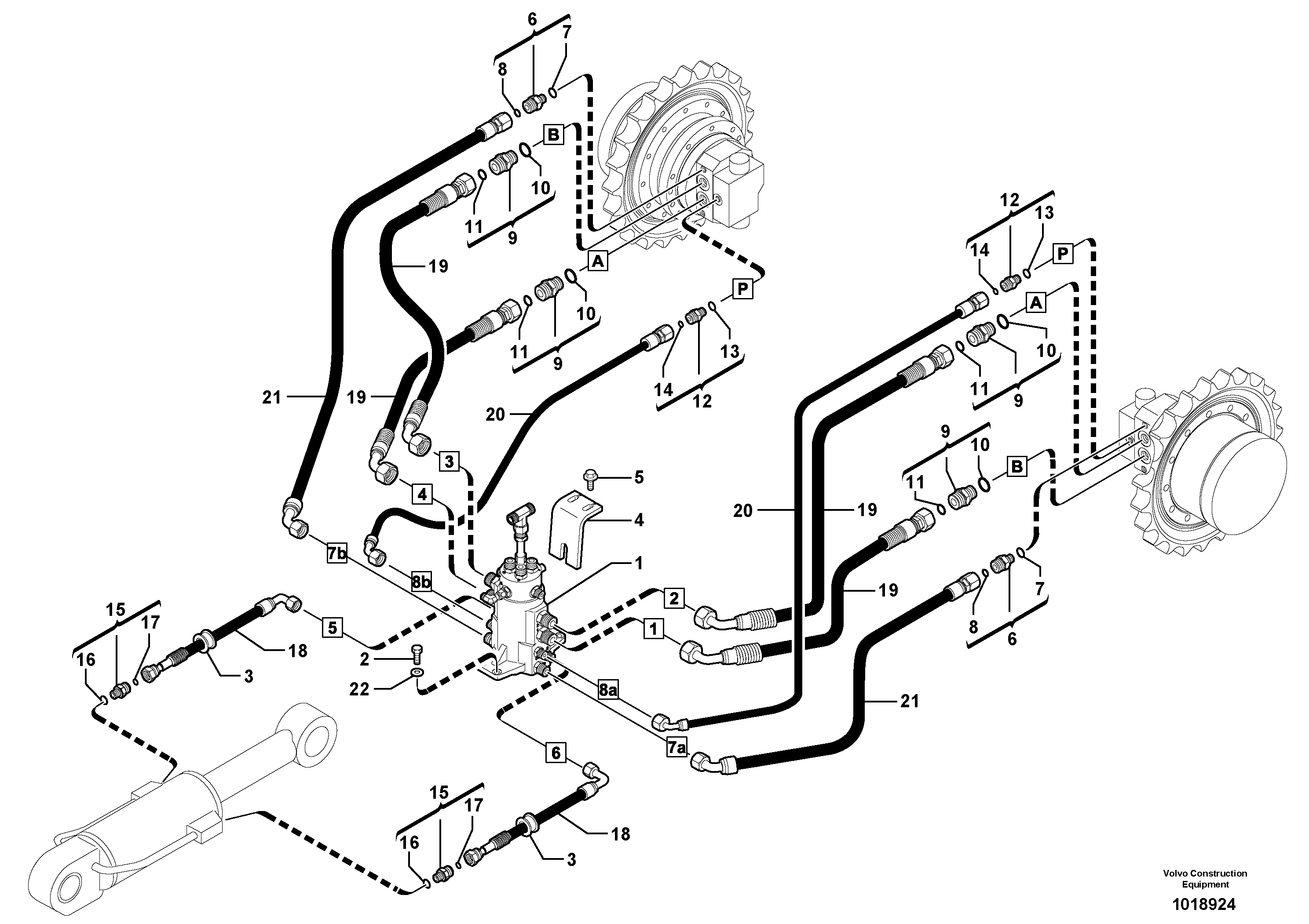 Hydraulic circuit ( lower frame ) — volvo parts diagram