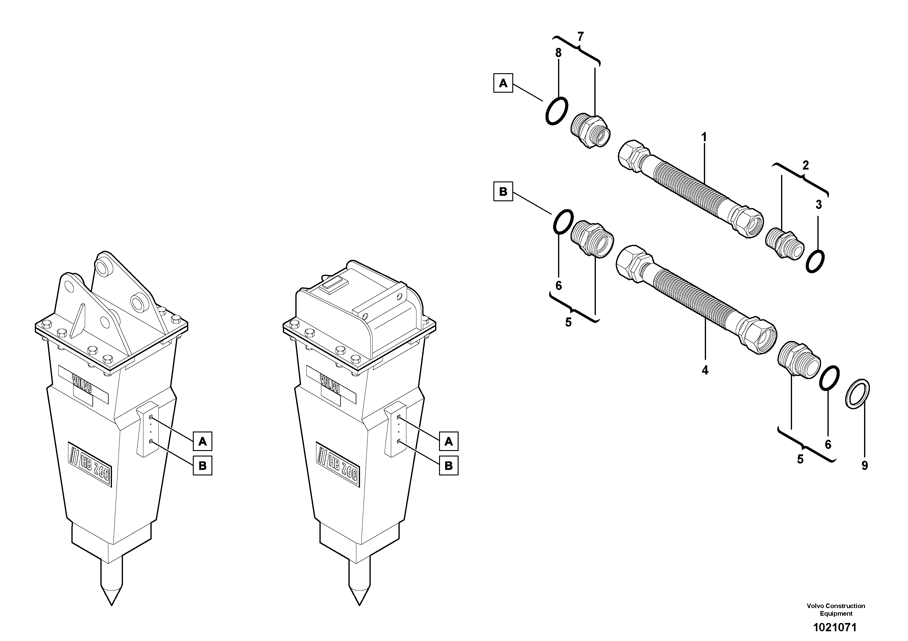 Hydraulic system, hammer — volvo parts diagram