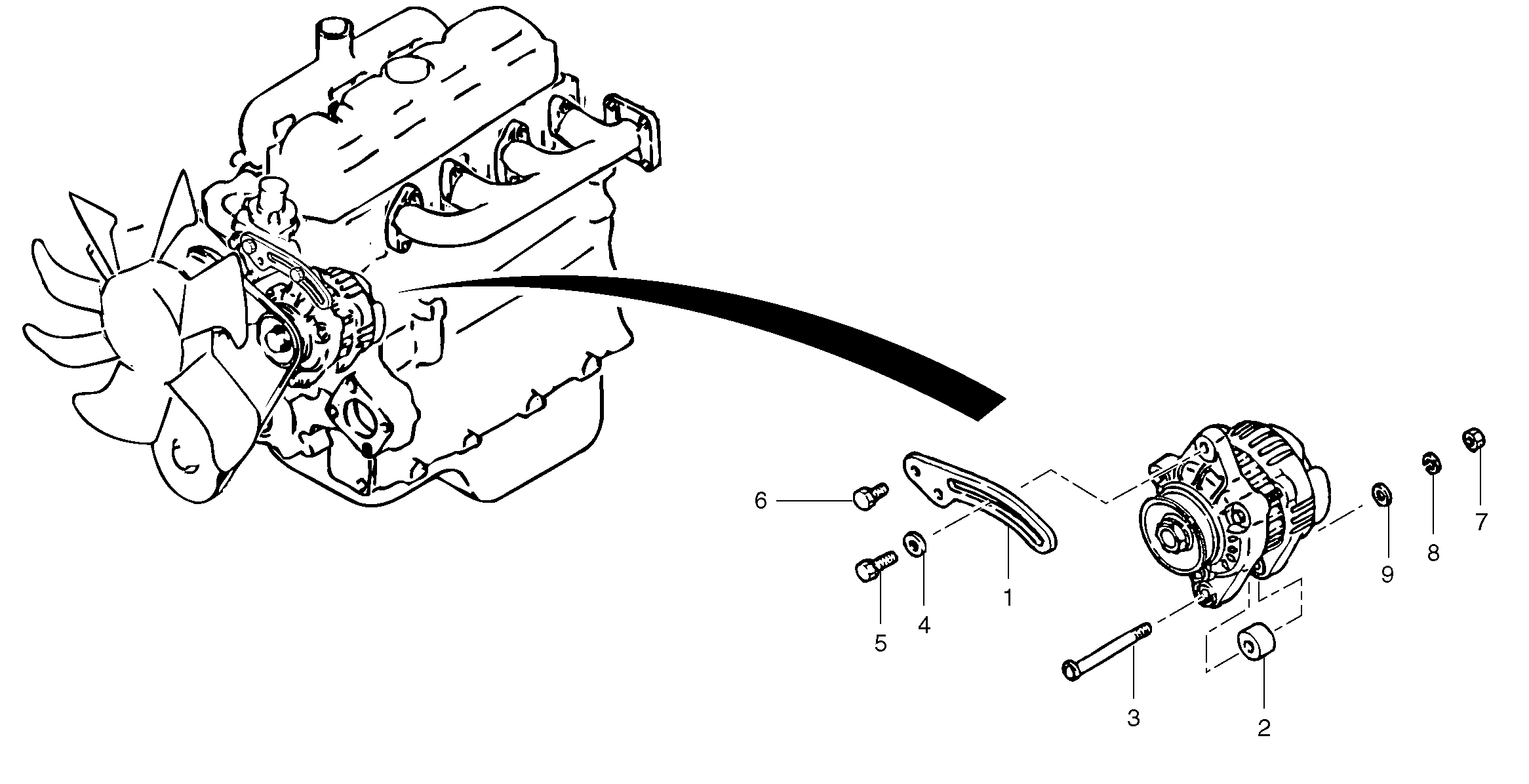 Alternator with assembling details — volvo parts diagram