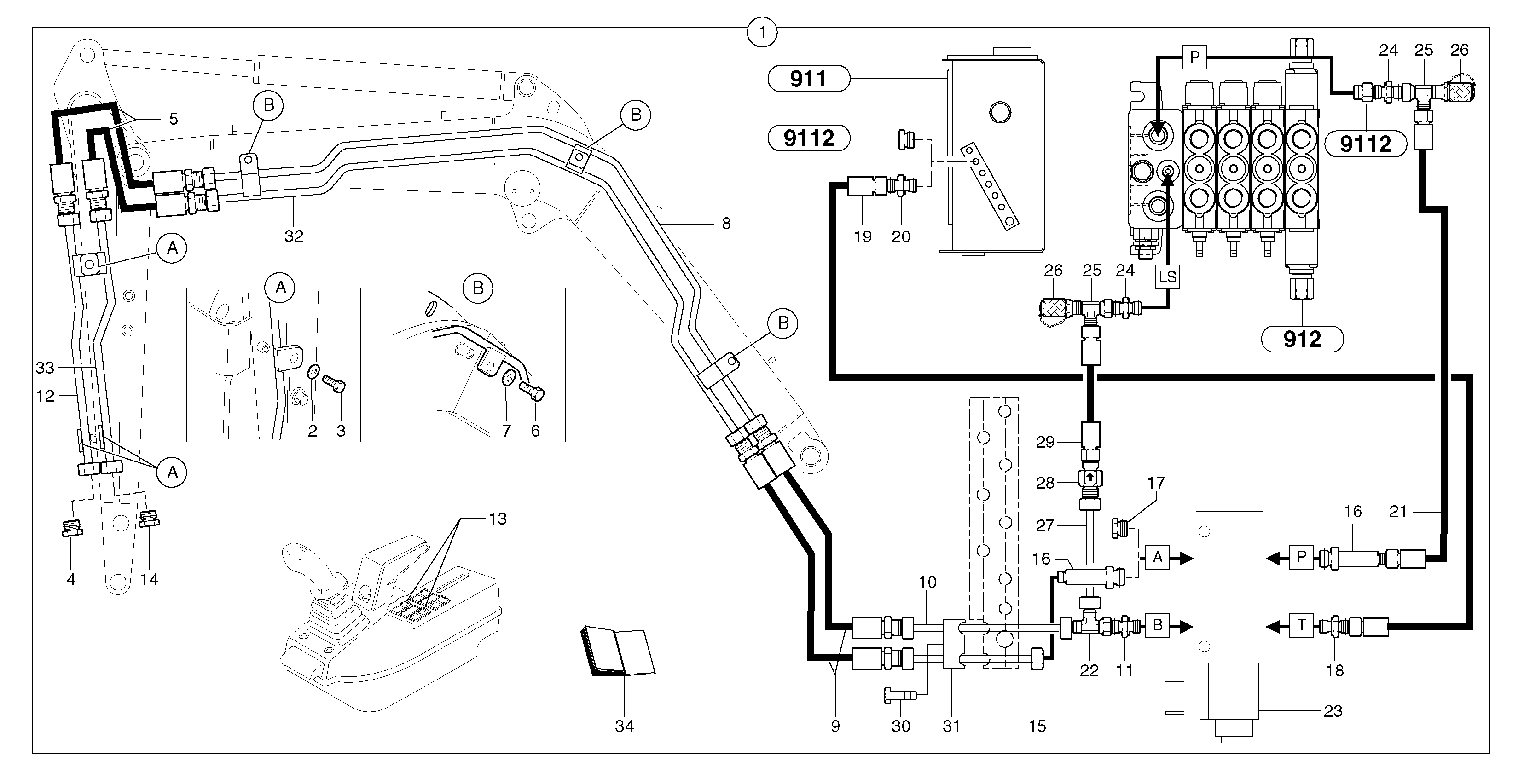 Hyd. circuit (quickfit/double-acting) — volvo parts diagram