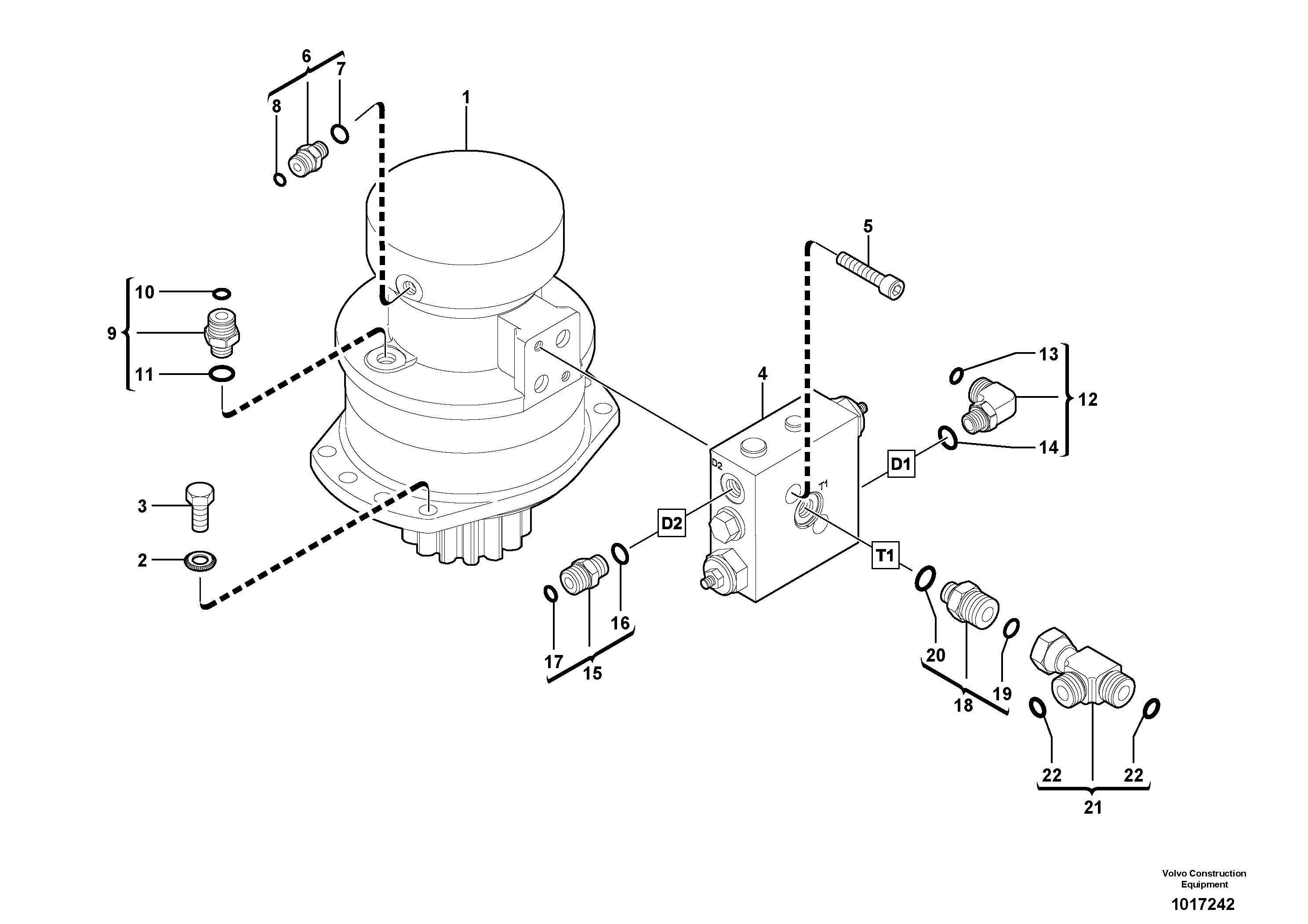 Slewing gear motor installation — volvo parts diagram