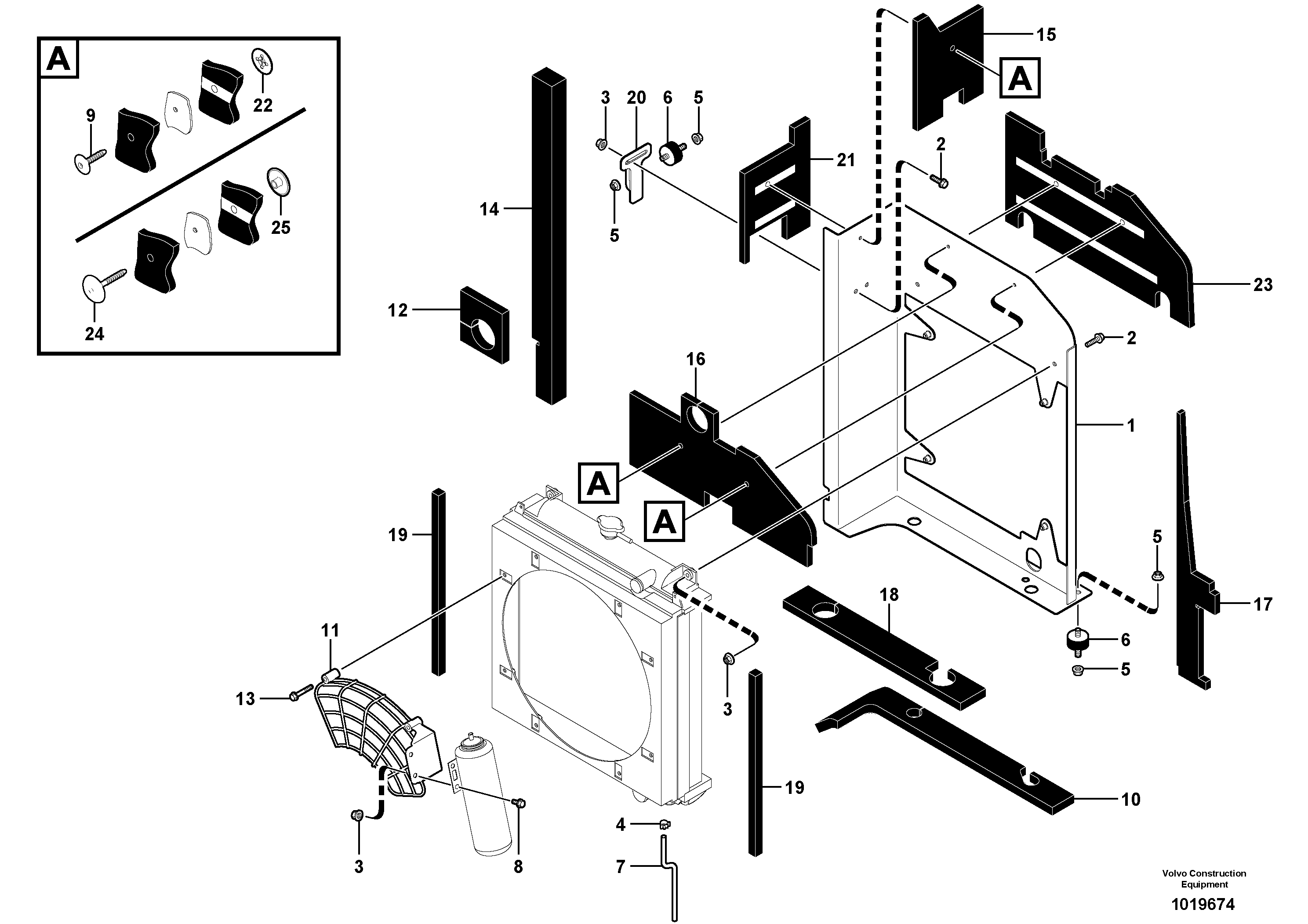 Radiator installation — volvo parts diagram