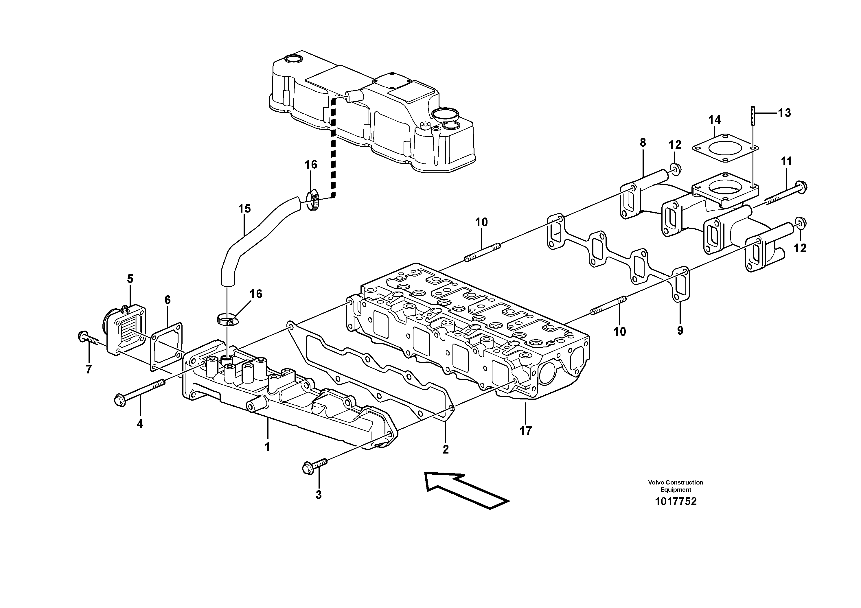 Inlet manifold and exhaust manifold — volvo parts diagram