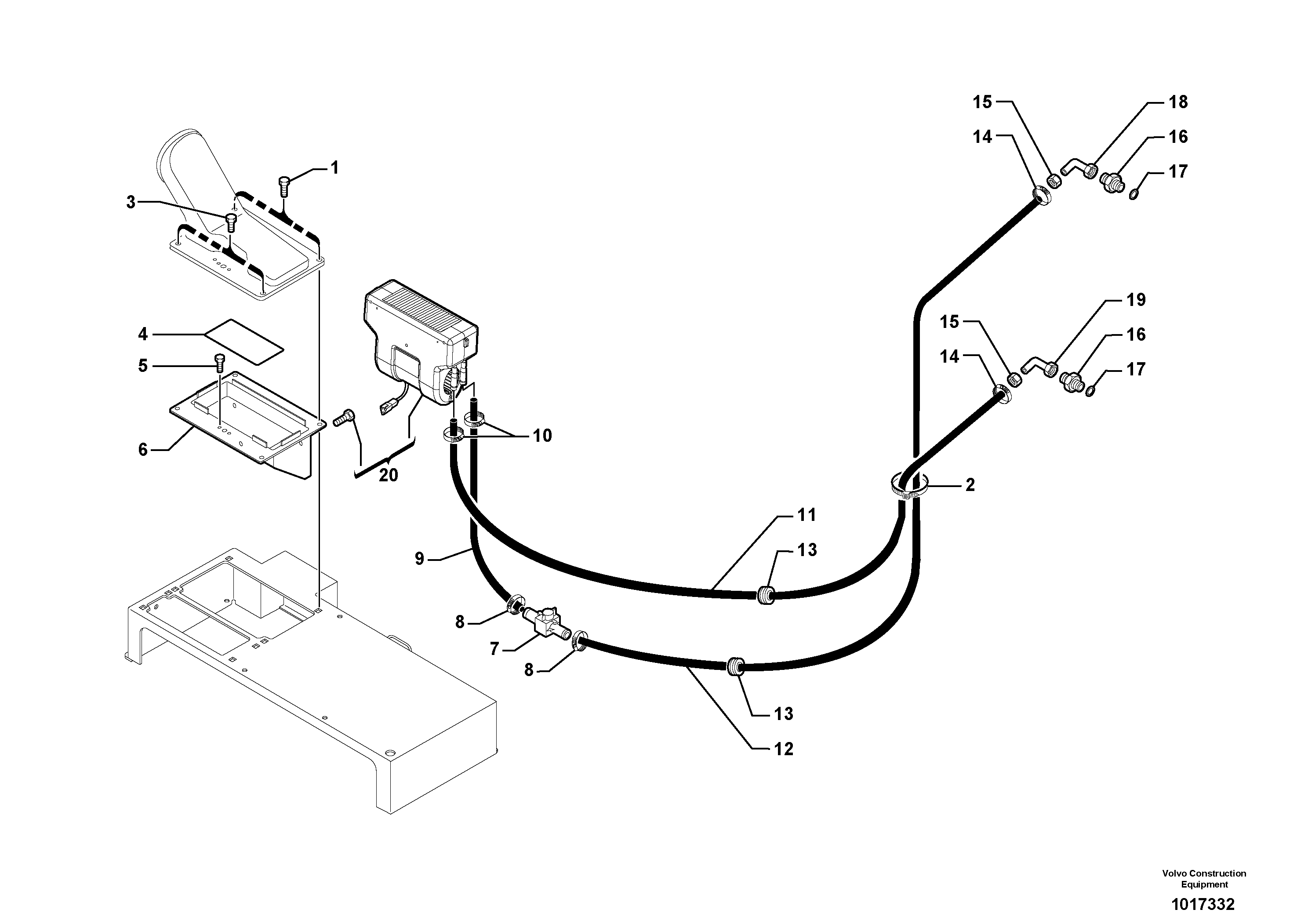 Cab heating installation — volvo parts diagram