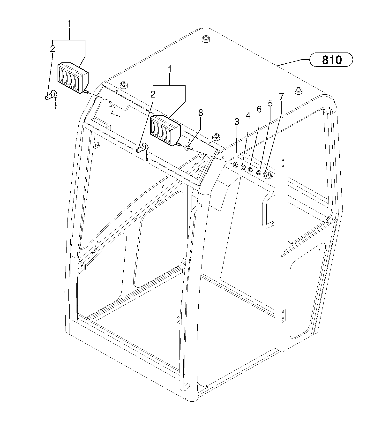 Front headlight on cab — volvo parts diagram