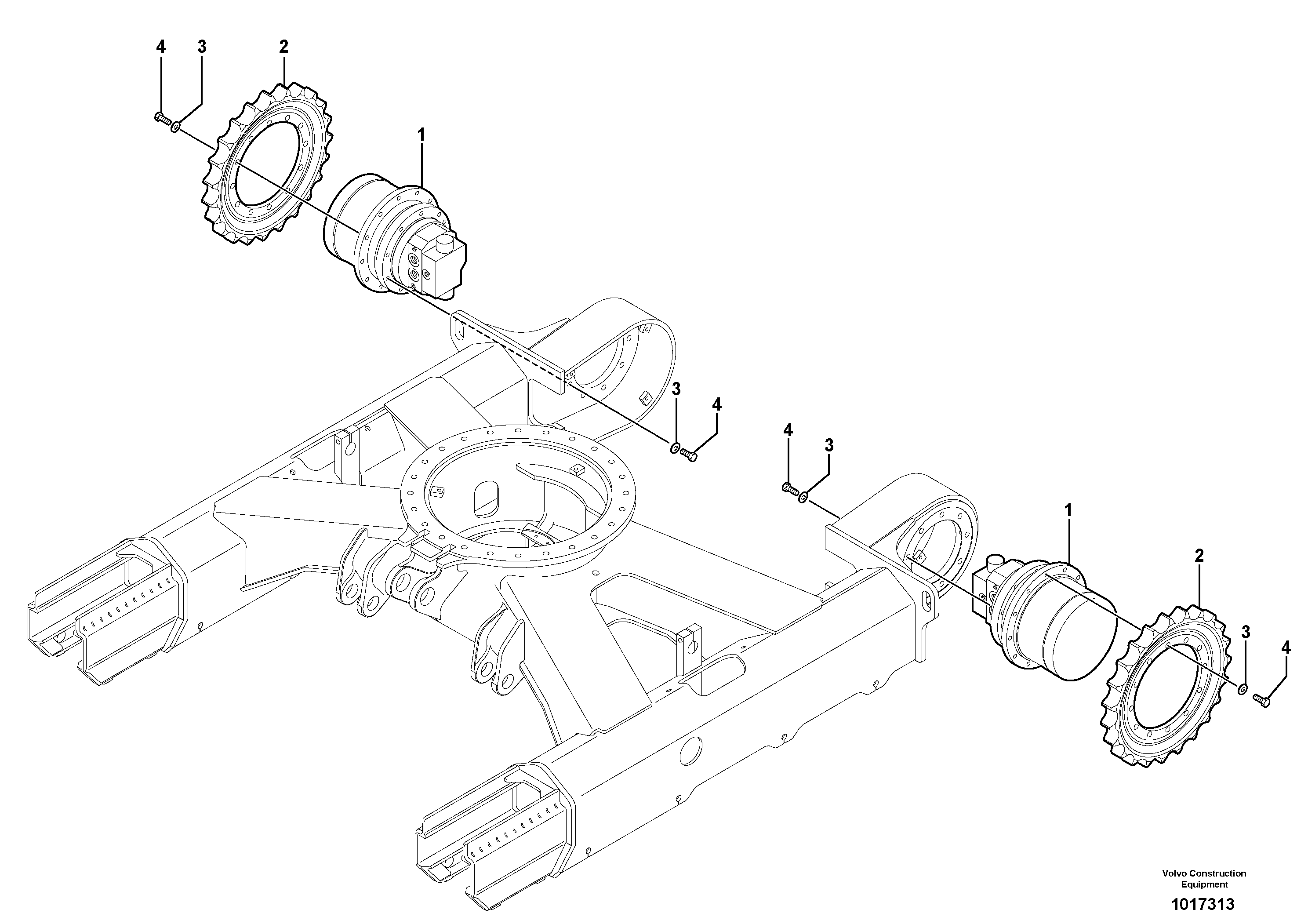 Travelling gear motor assy / sprocket — volvo parts diagram