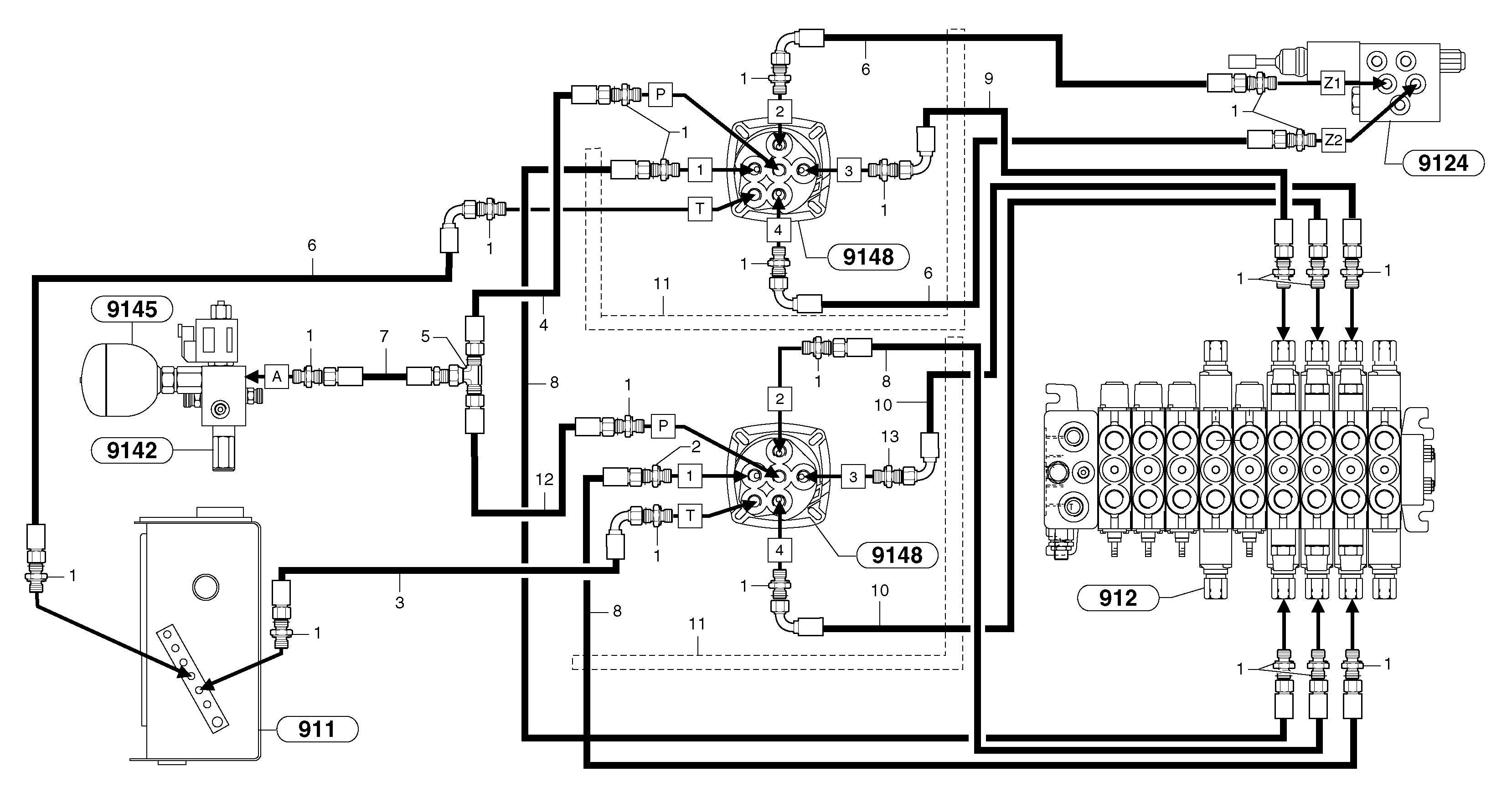 Hydraulic circuit ( low pressure )  STD — volvo parts diagram