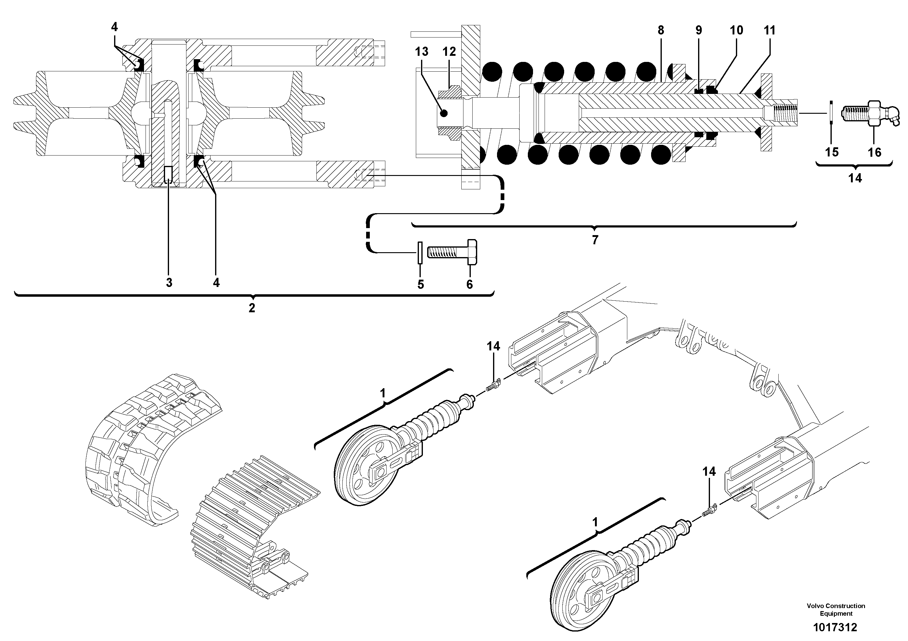 Track tensioning ( steel and rubber tracks ) — volvo parts diagram