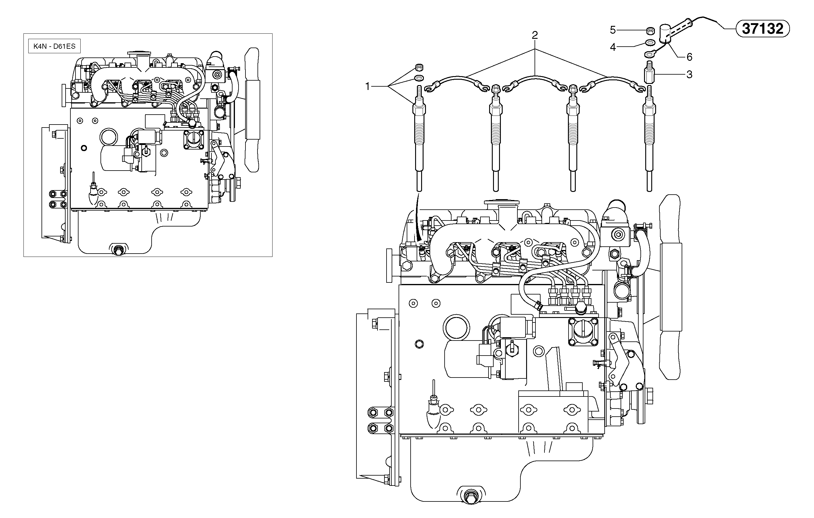Preheating coil  K4N-D61ES — volvo parts diagram