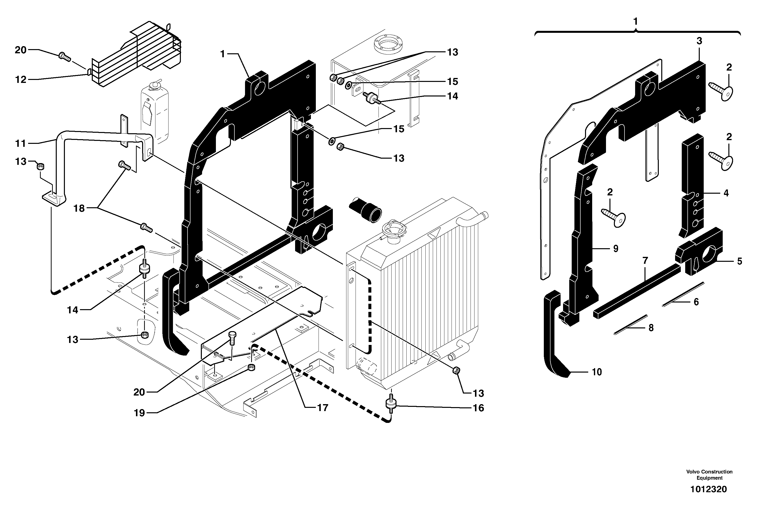 Radiator installation — volvo parts diagram