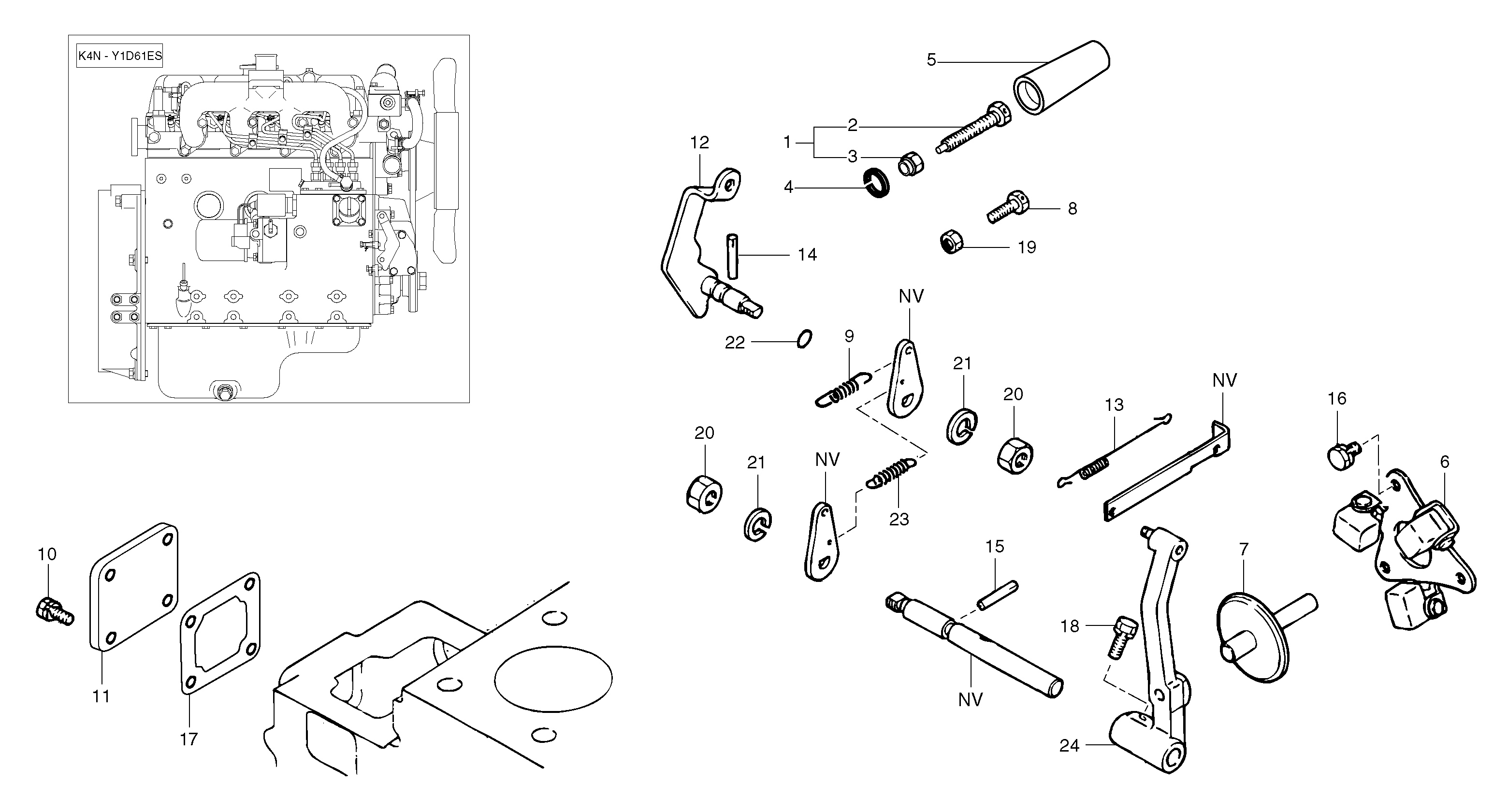 Engine injection pump control  K4N-Y1D61ES / K4N-Z2D61ES — volvo parts diagram