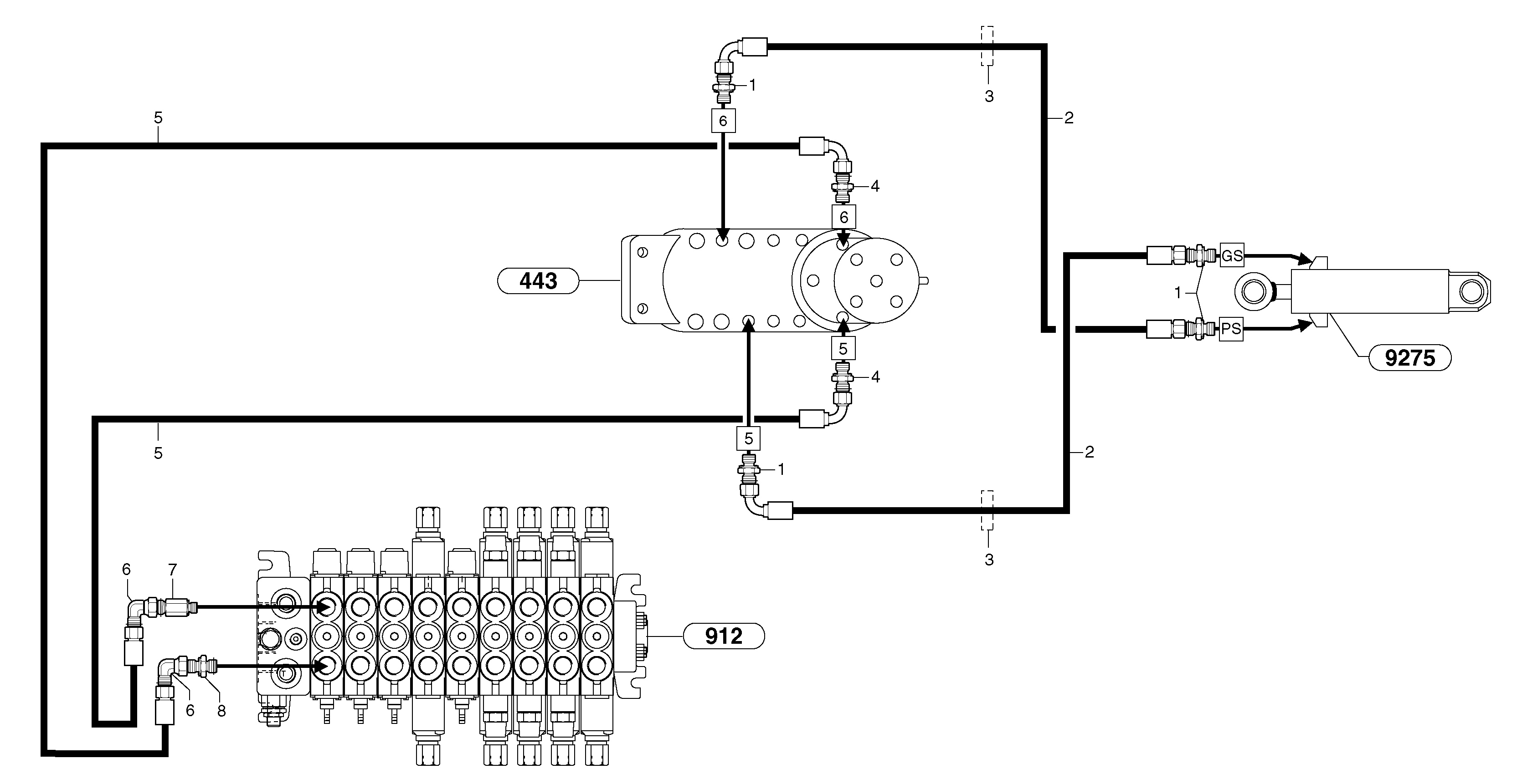 Hydr. circuit. ( dozer blade ) — volvo parts diagram