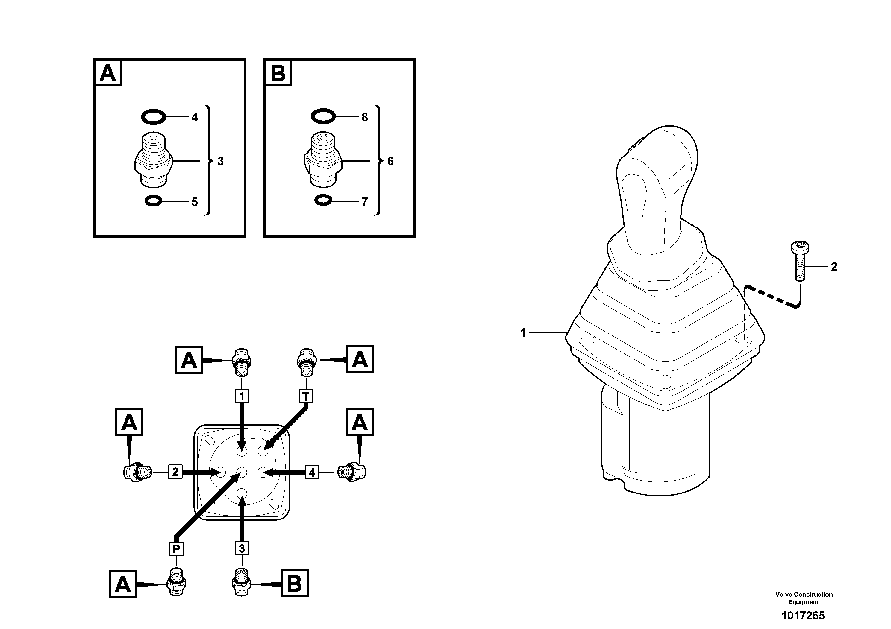 Control stick installation  LH — volvo parts diagram