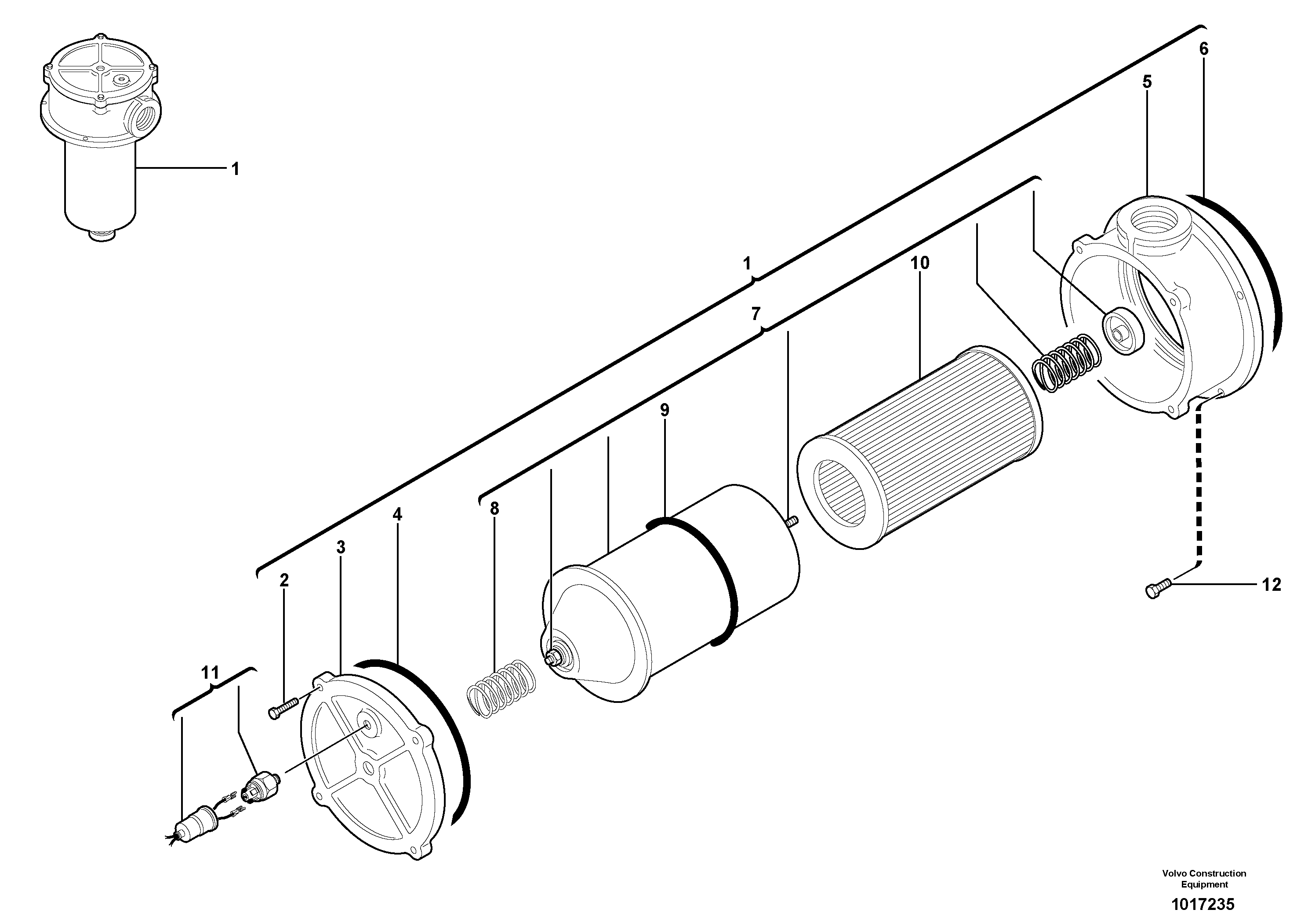 Hydraulic oil filter — volvo parts diagram
