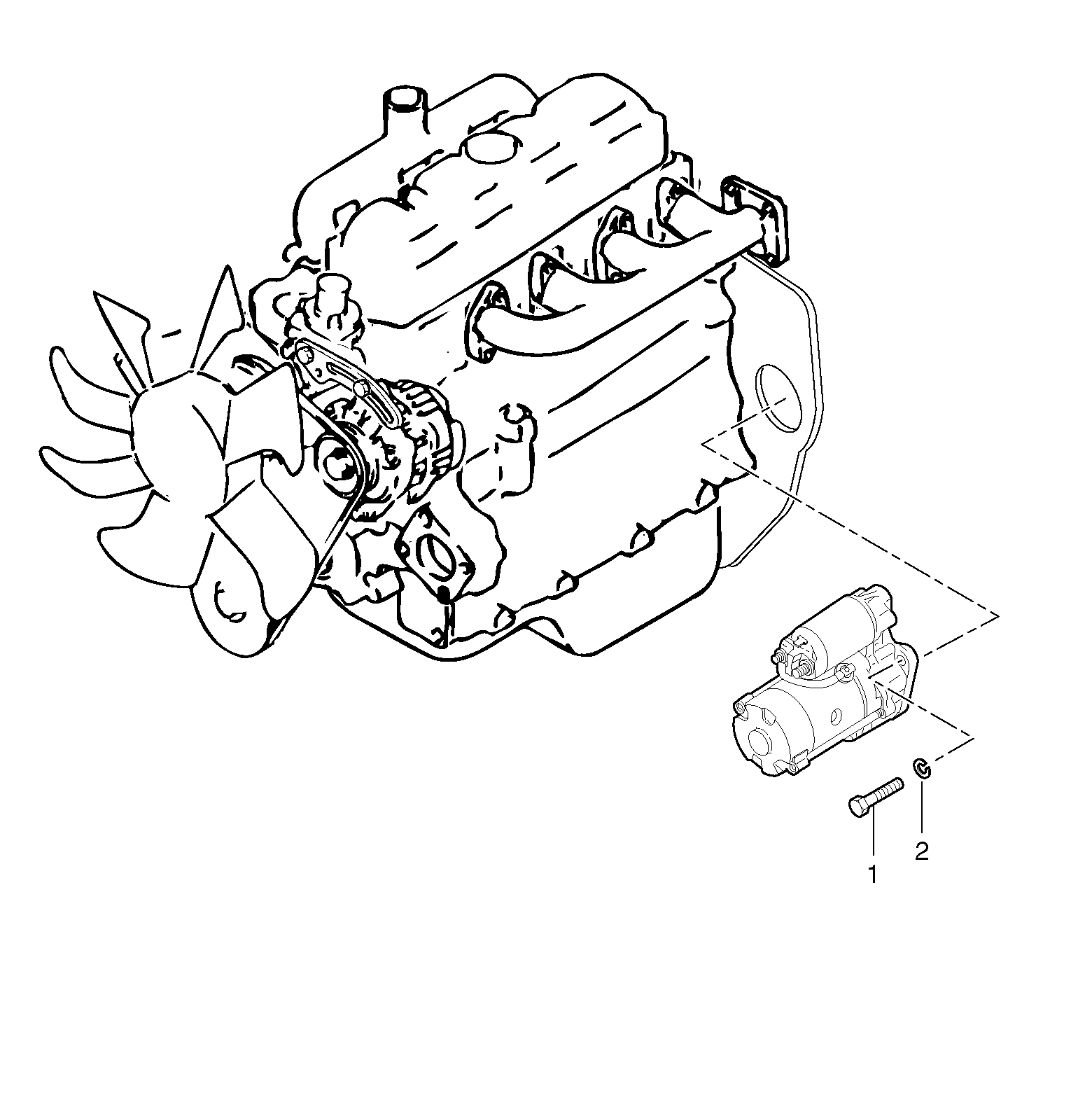 Starter motor, mounting — volvo parts diagram