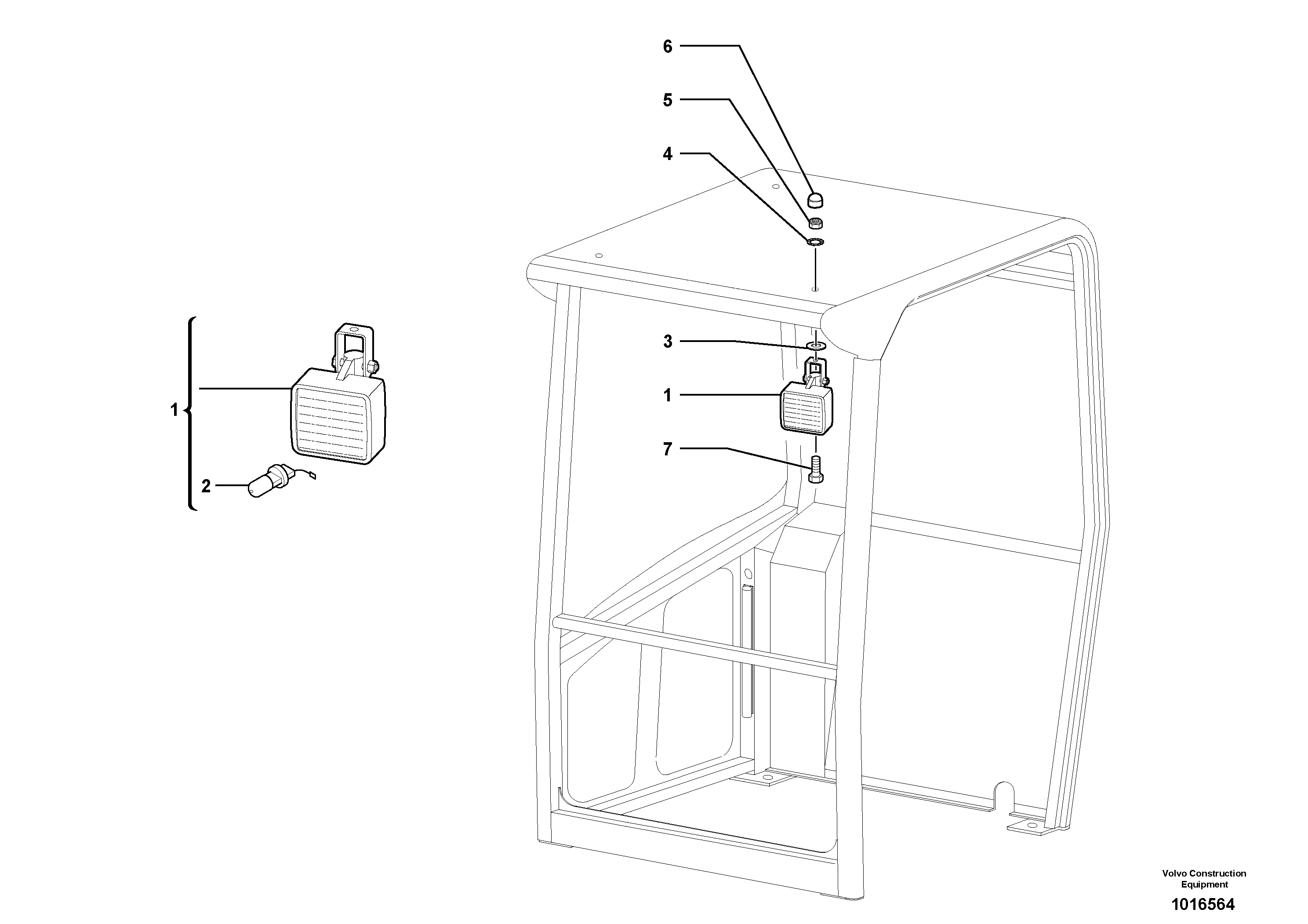 Front headlight on canopy — volvo parts diagram