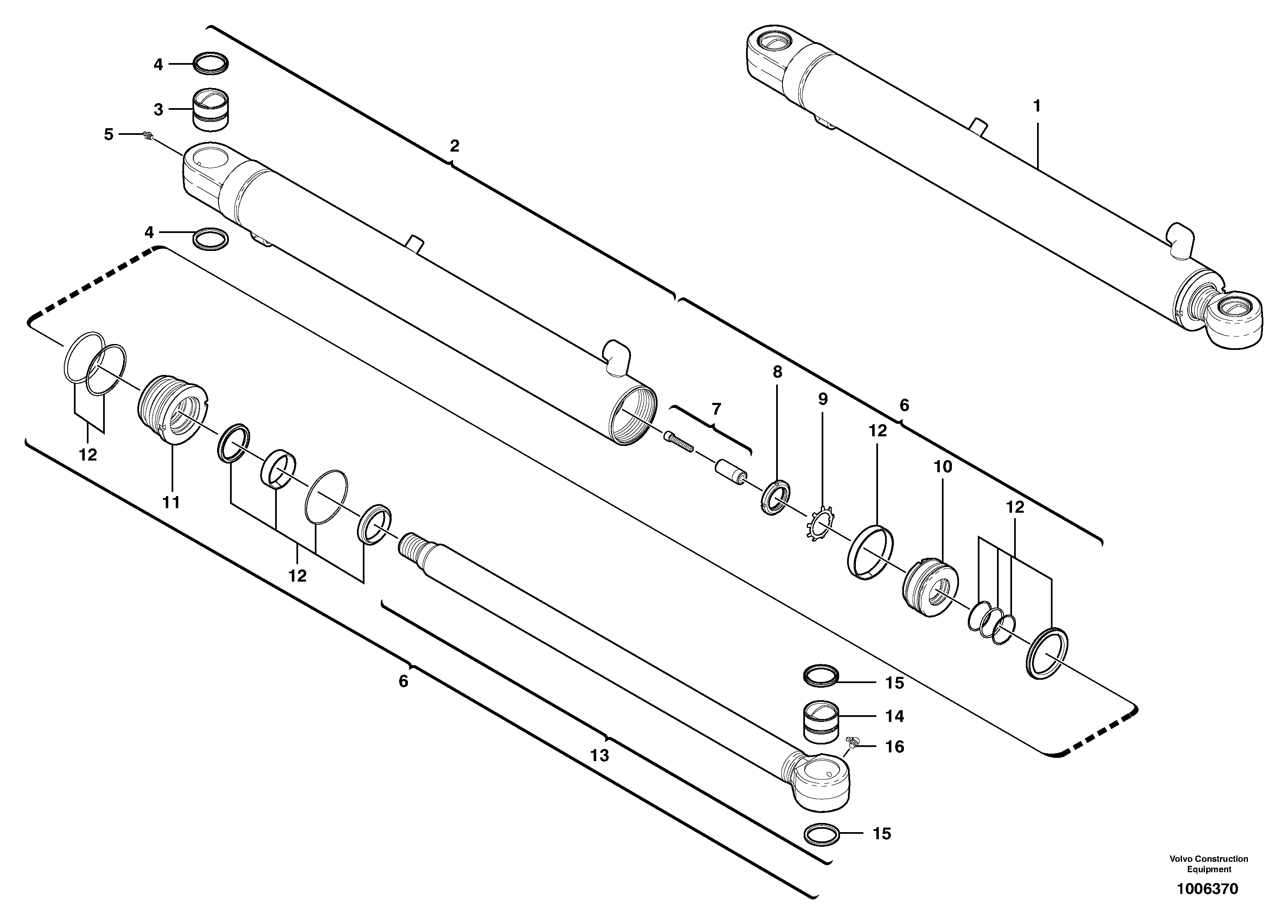 Dipper arm cylinder — volvo parts diagram