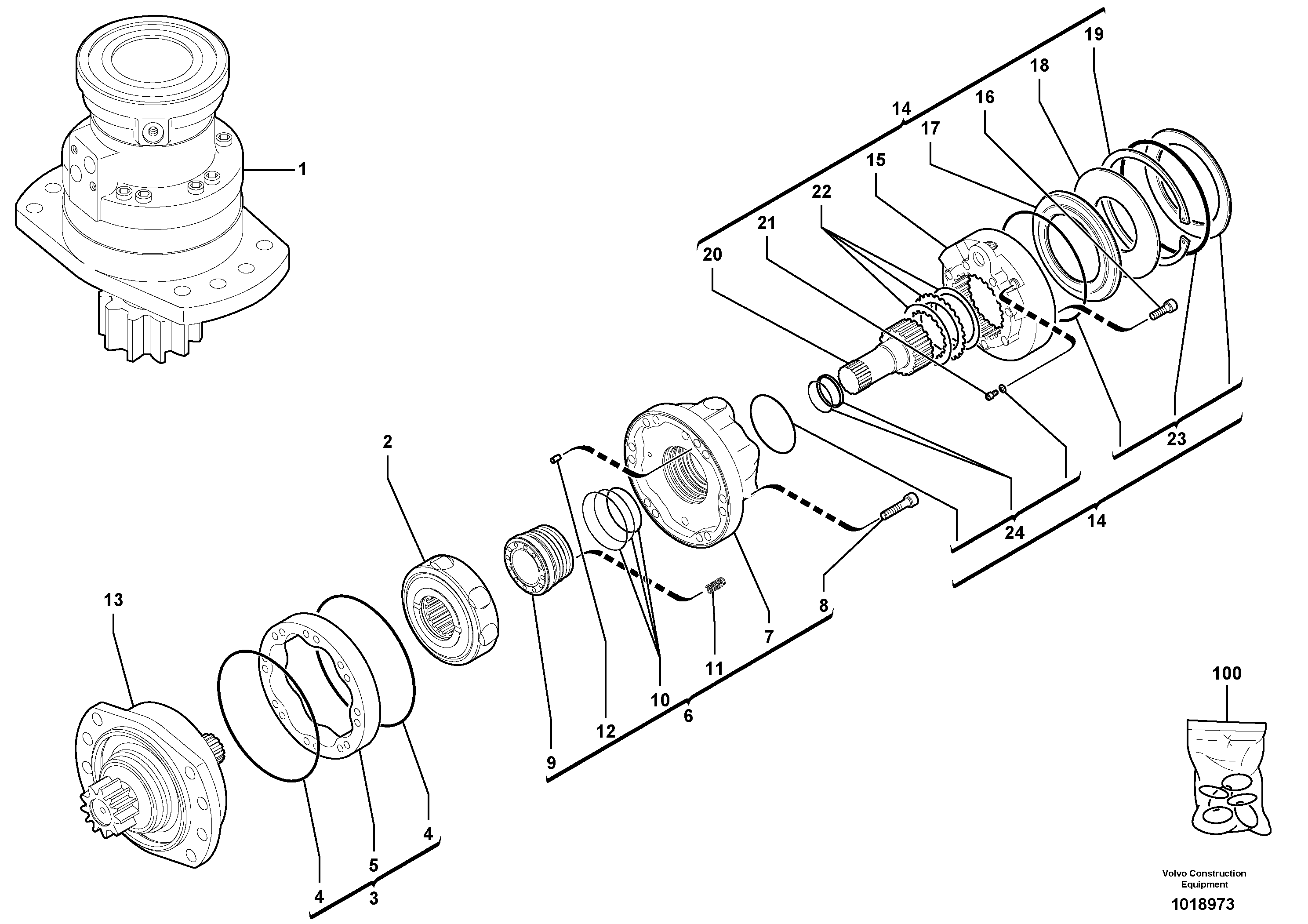 Slewing gear motor — volvo parts diagram