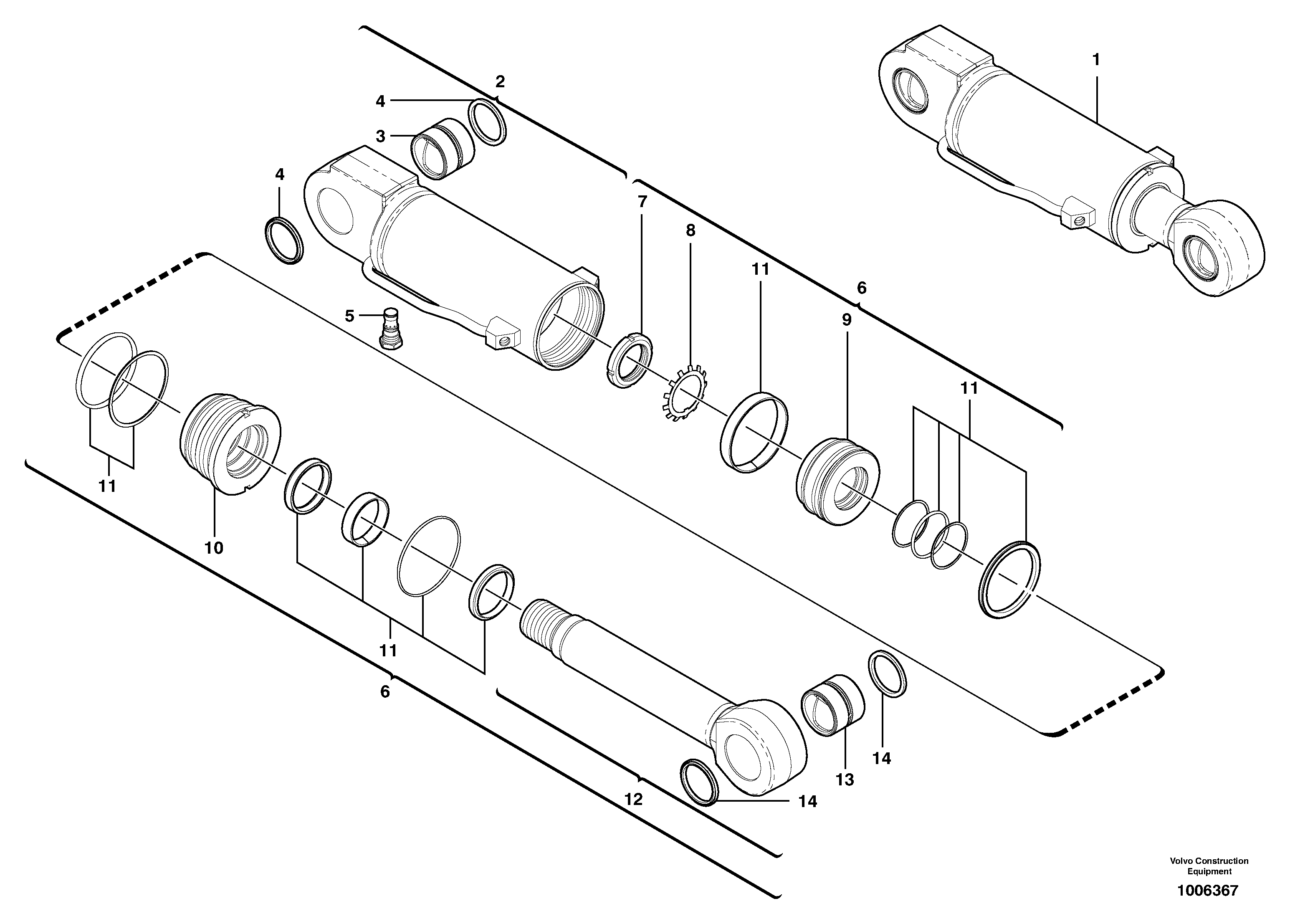 Dozer blade cylinder — volvo parts diagram