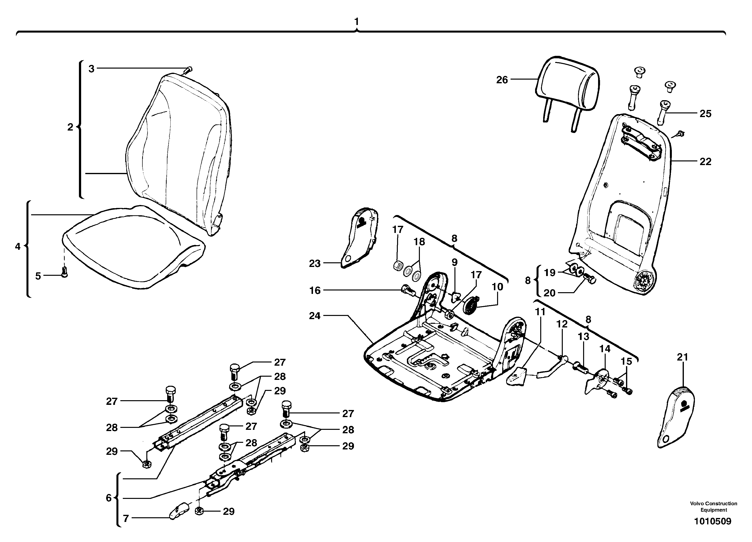 Suspended seat — volvo parts diagram