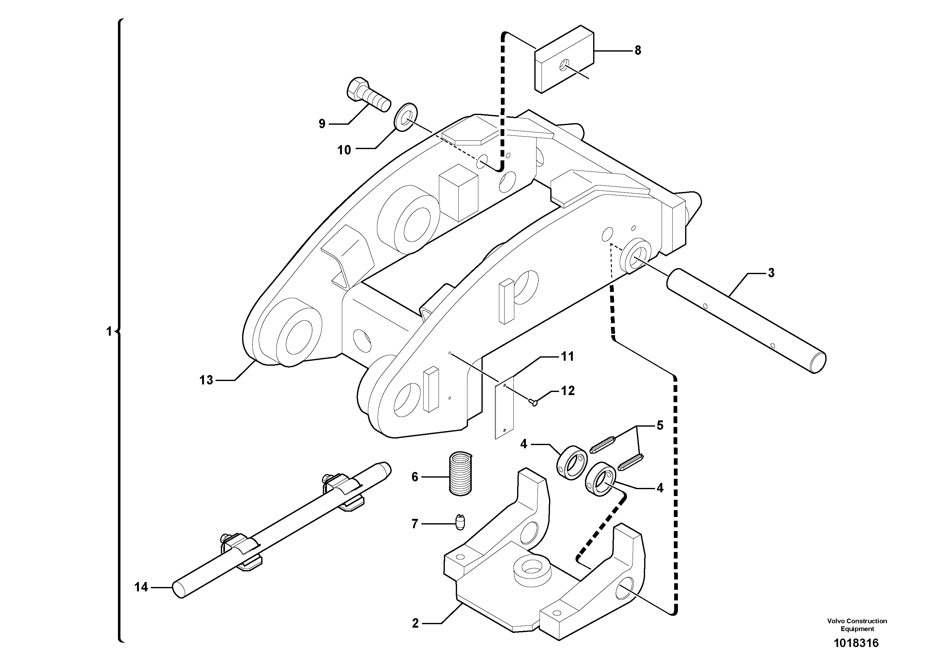 Tool holder / mechanical control — volvo parts diagram