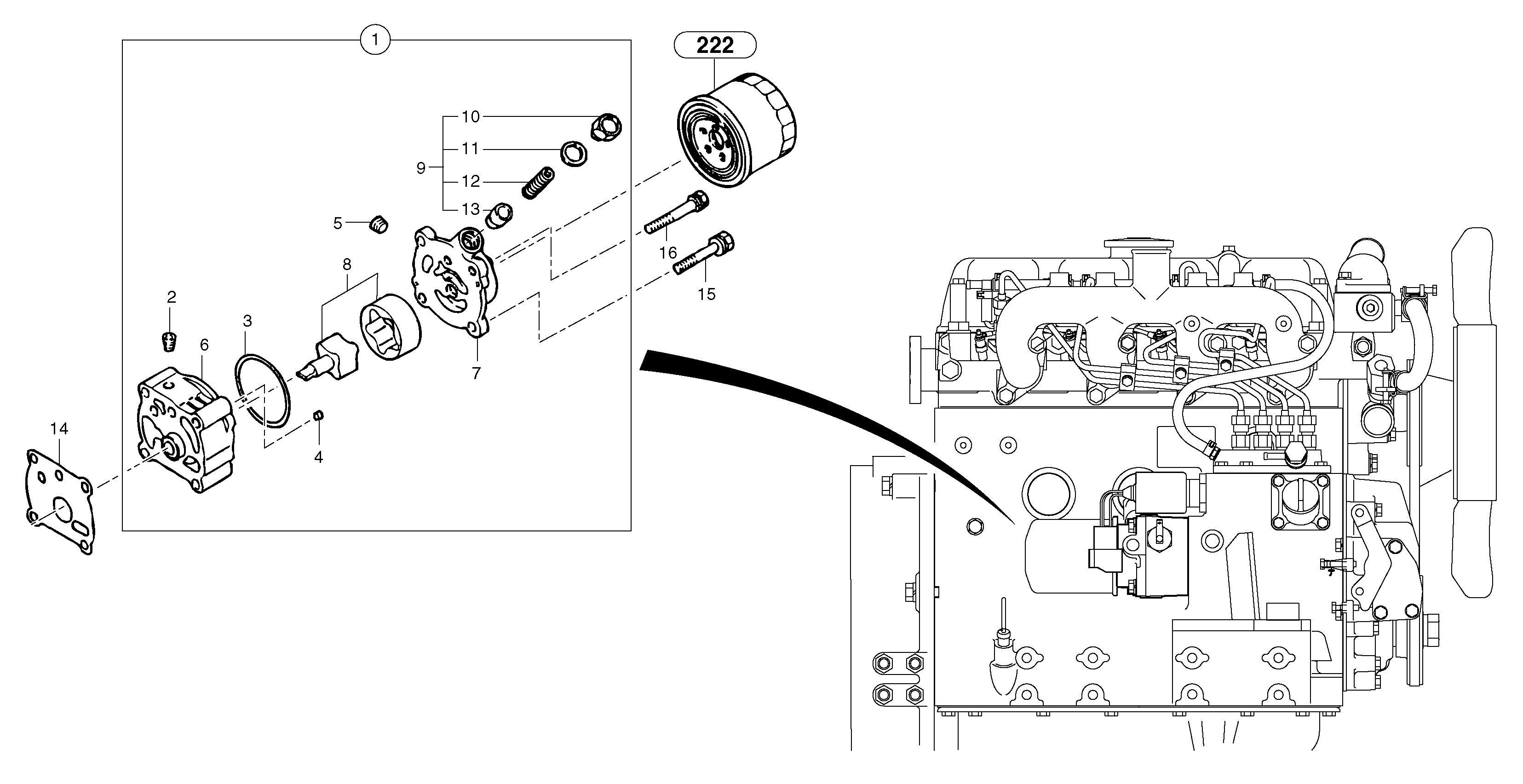 Lubricating oil pump — volvo parts diagram