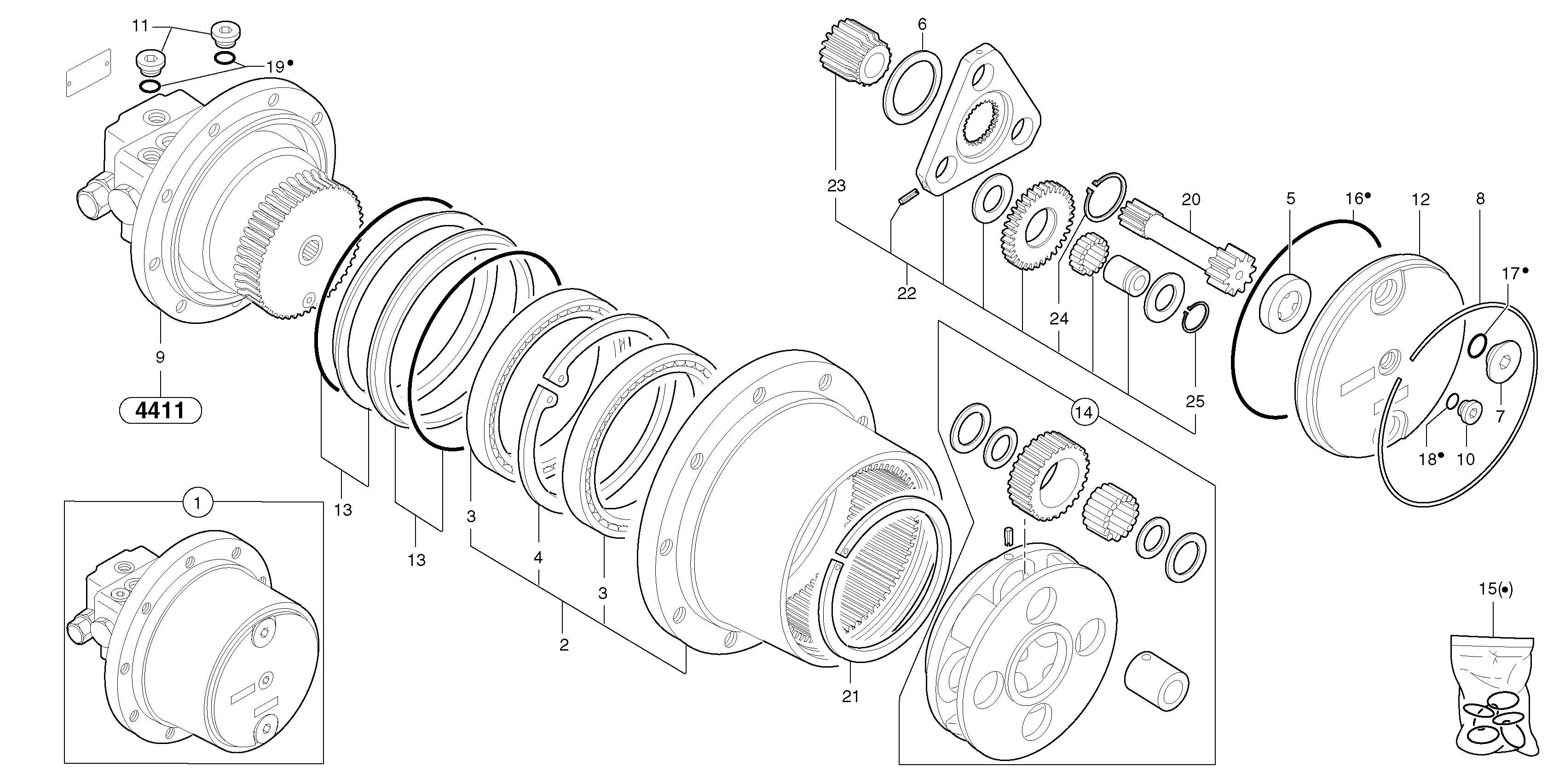 Hydraulic travelling motor — volvo parts diagram