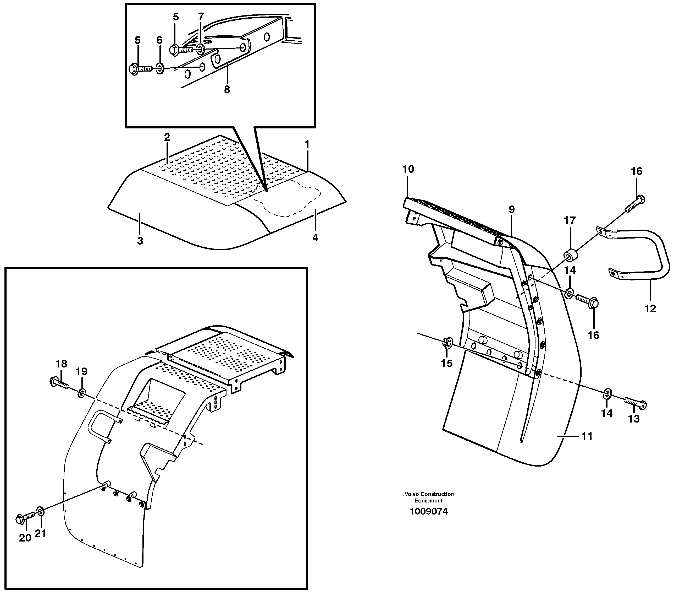 Swing out rear mudguard  STD, OPEN ROPS — volvo parts diagram